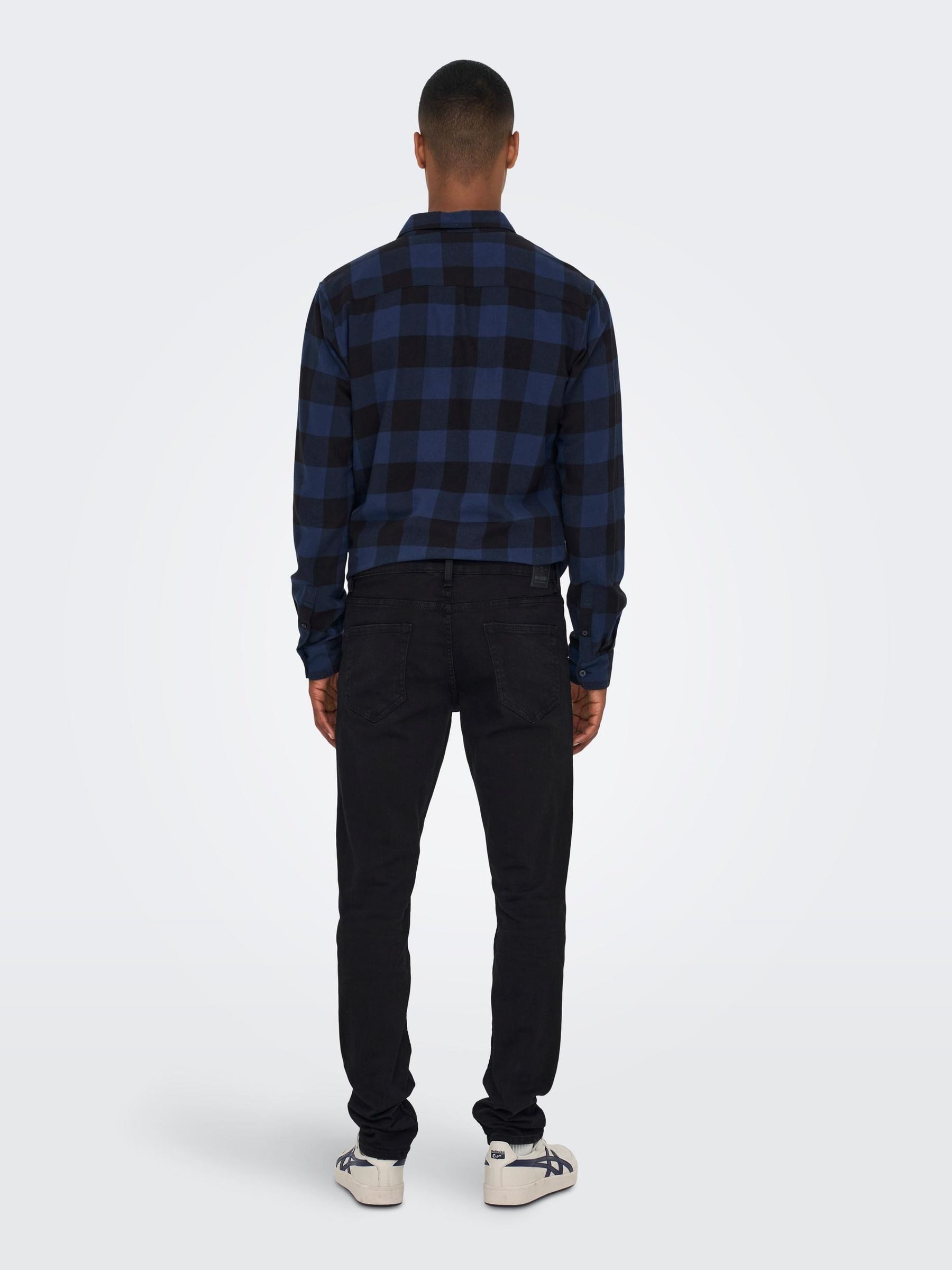 ONLY & SONS Langarmhemd Freizeit Karohemd Holzfäller Kariertes Flanellhemd für Herren (1-tlg) Baumwolle Slim Fit Kentkragen kariert wärmend Knöpfe