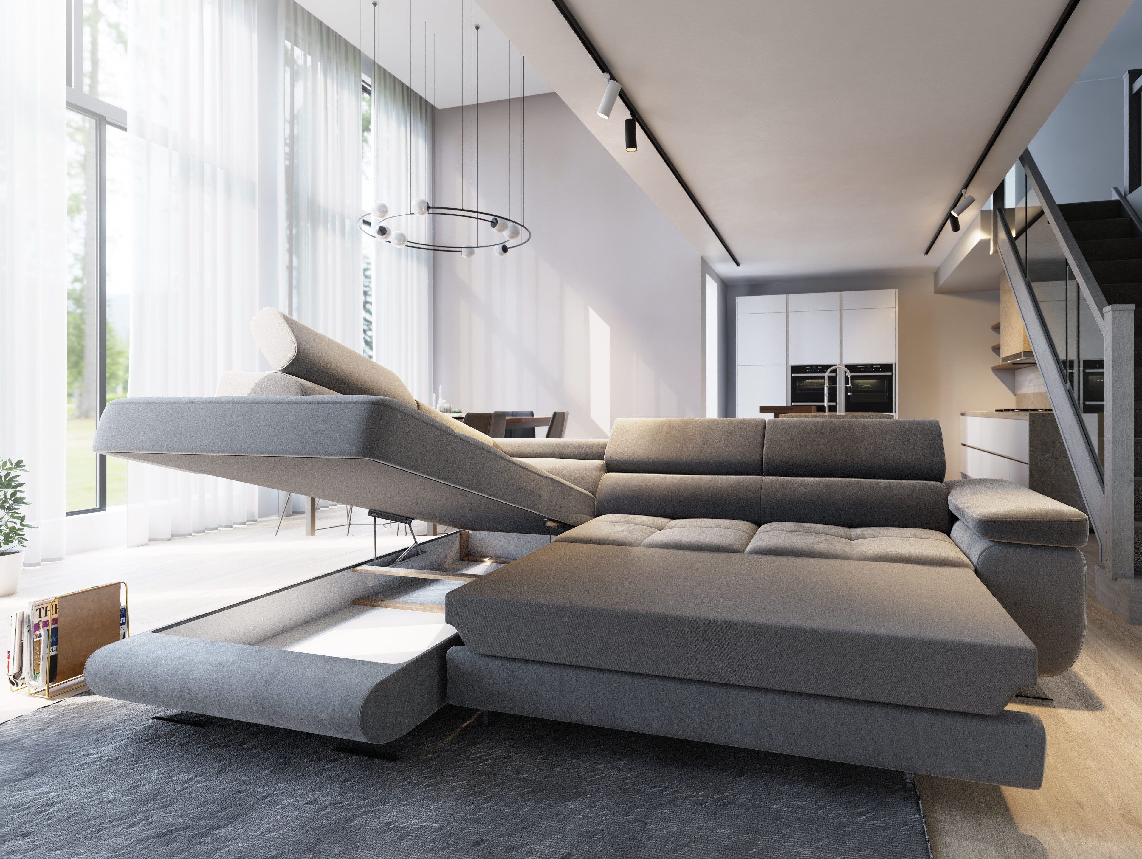 Masseno Ecksofa SELVA mit Schlaffunktion L-Form, Sofa mit Bettkasten