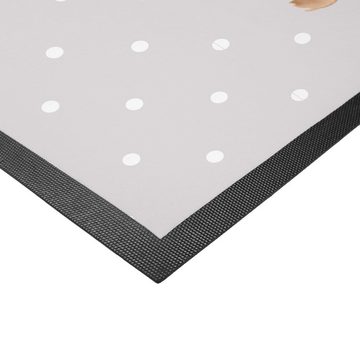Fußmatte 50 x 75 cm Bär Kaffee - Grau Pastell - Geschenk, guten Morgen, Teddyb, Mr. & Mrs. Panda, Höhe: 0 mm