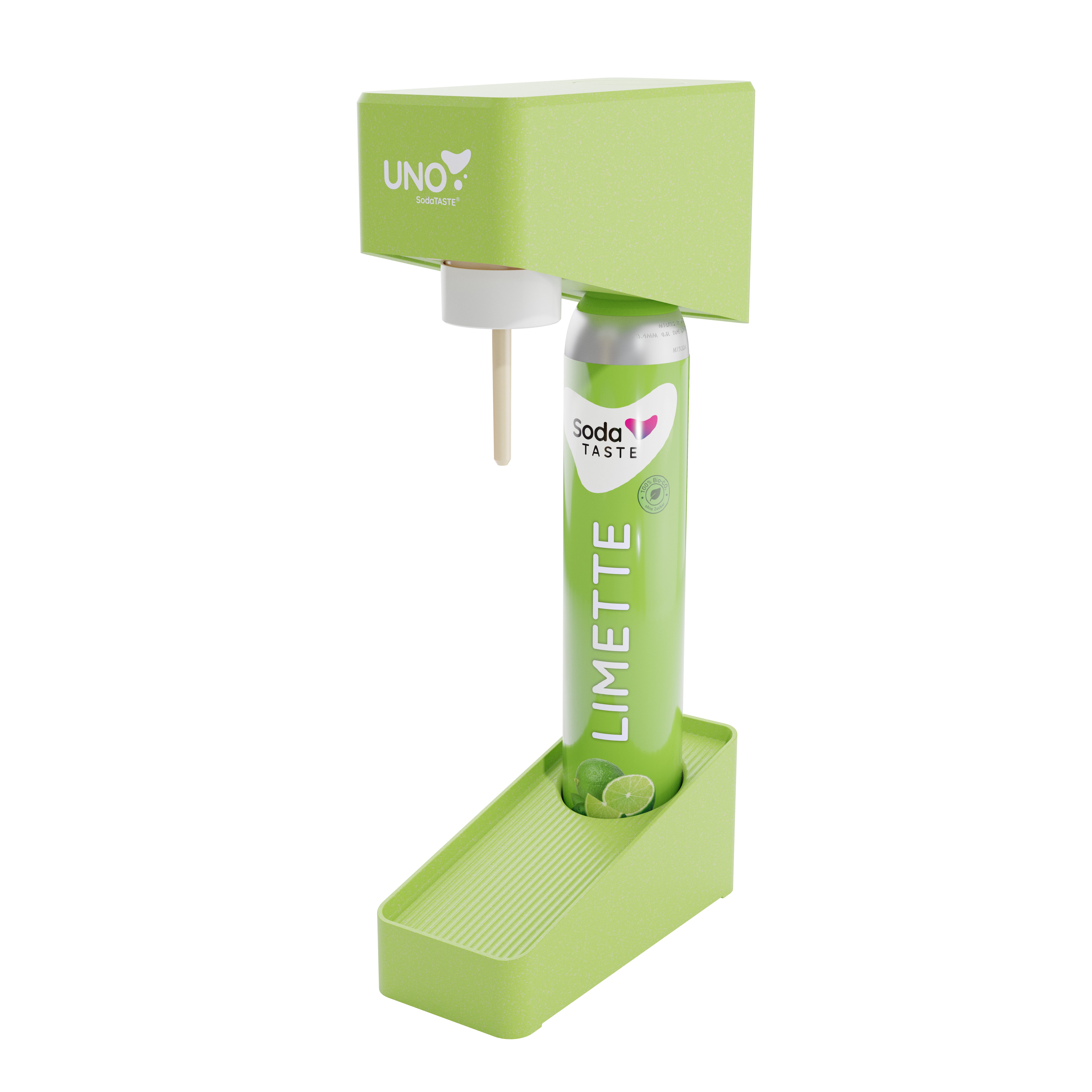 SodaTASTE Wassersprudler SodaTASTE UNO Wassersprudler Set inkl. Flasche & CO2-Zylinder, (Wassersprudler, CO₂-Zylinder, 1-Liter-Wasserflasche, Abtropfhalterung), Kompatibel mit Standard-Drehgewinde