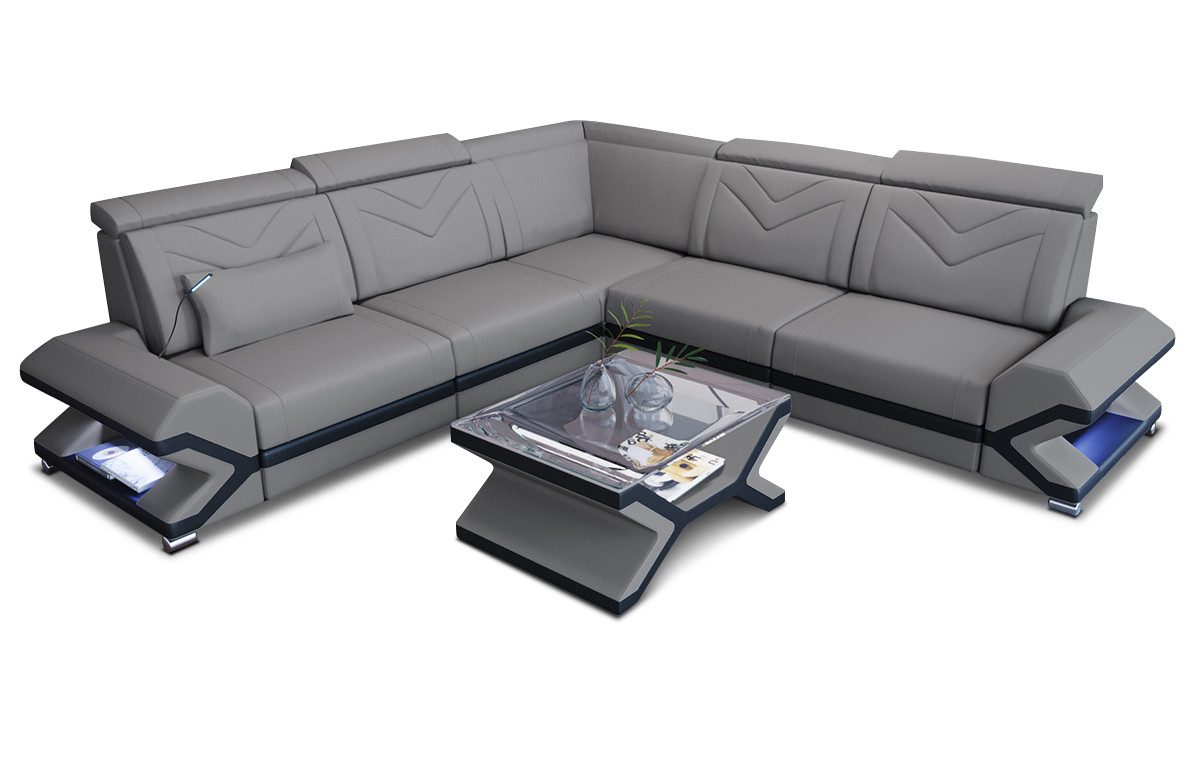 Sofa Dreams Ecksofa Stoffsofa Couch Stoff Polstersofa Sorrento L Form, mit LED, ausziehbare Bettfunktion, Designersofa