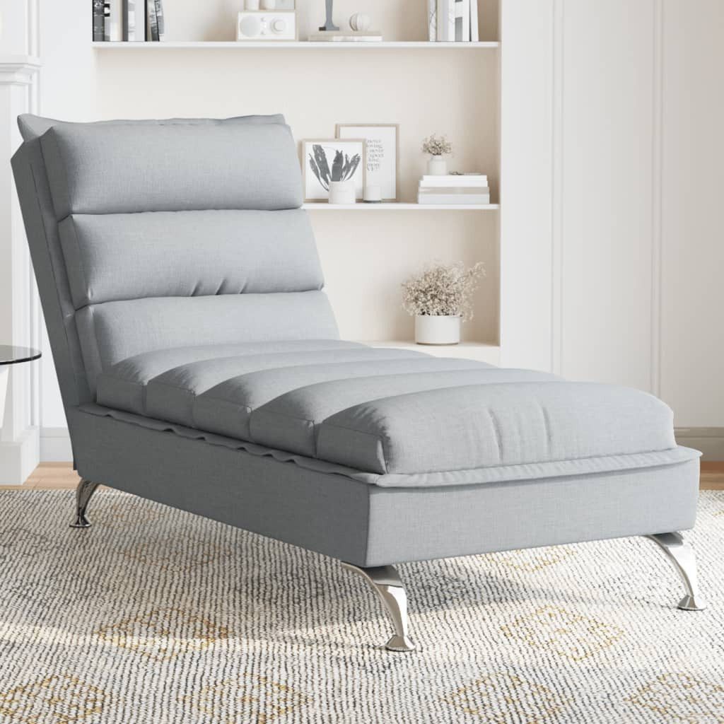 vidaXL Chaiselongue Chaiselongue mit Kissen Hellgrau Stoff, 1 Teile