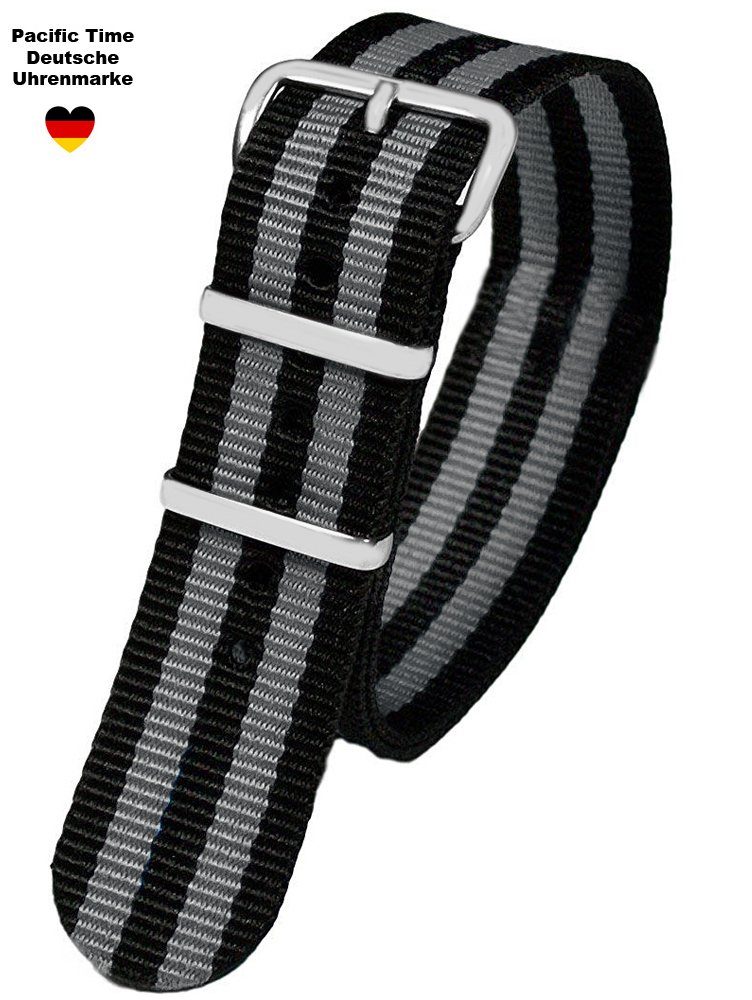 Pacific Time Uhrenarmband »Wechselarmband 16mm Uhrenarmband Durchzugsband  Textil Nylon schwarz grau 10909«, abwaschbar --- Gratis Versand online  kaufen | OTTO