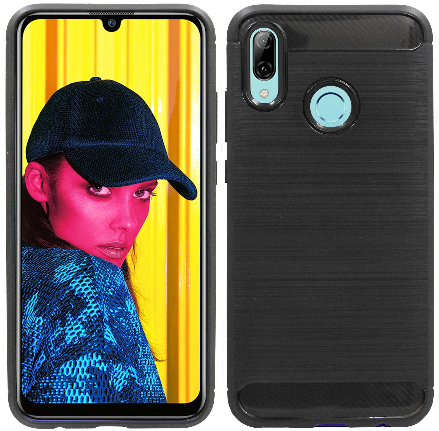 cofi1453 Handyhülle Silikon Hülle Carbon für Honor 10 Lite, Case Cover Schutzhülle Bumper