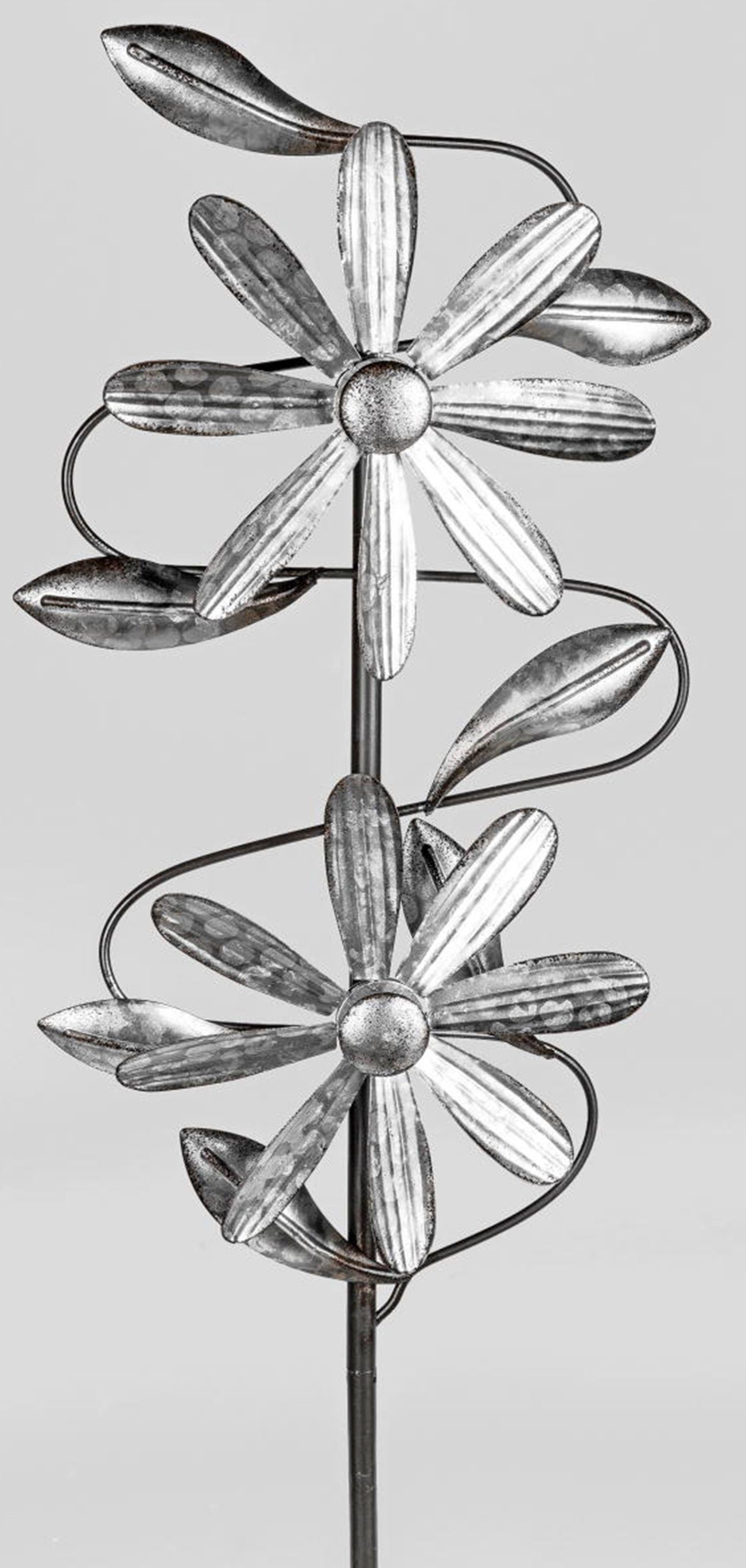 dekojohnson Deko-Windrad dekojohnson Blume aus cm 23/92 antik mit Stange Windrad silber Metall