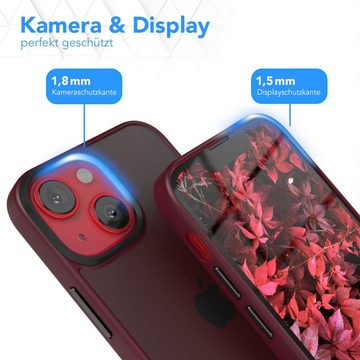 EAZY CASE Handyhülle Outdoor Case für Apple iPhone 13 Mini 5,4 Zoll, Schutzhülle mit Kameraschutz Handyhülle Dünn Transparent Dunkel Rot