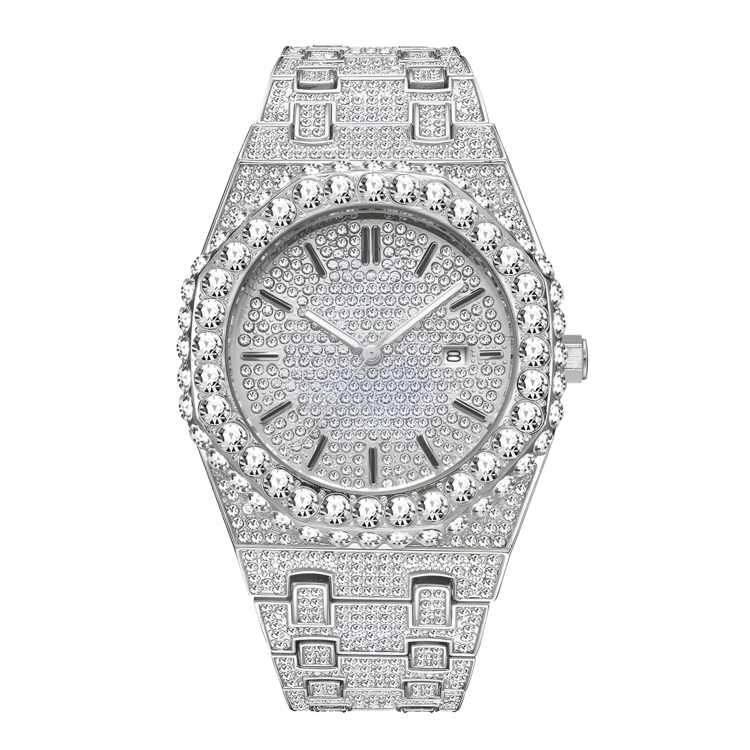 S&T Design Quarzuhr Iced Out Uhr Armbanduhr Herrenuhr Achteckig Diamant, (i günstig online kaufen
