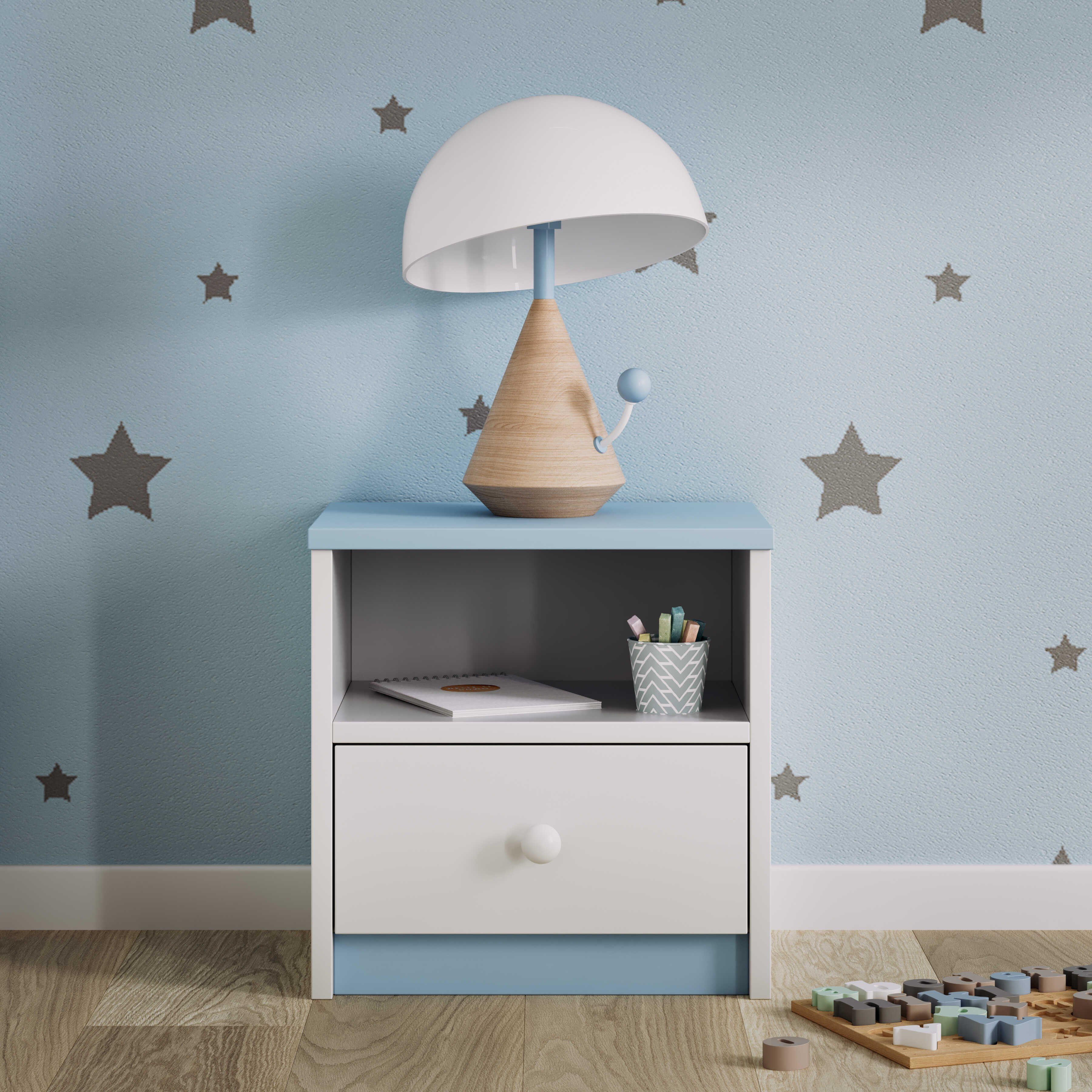 Bjird Nachttisch Babydream (mit cm blau 40x40x30 Schließfach)