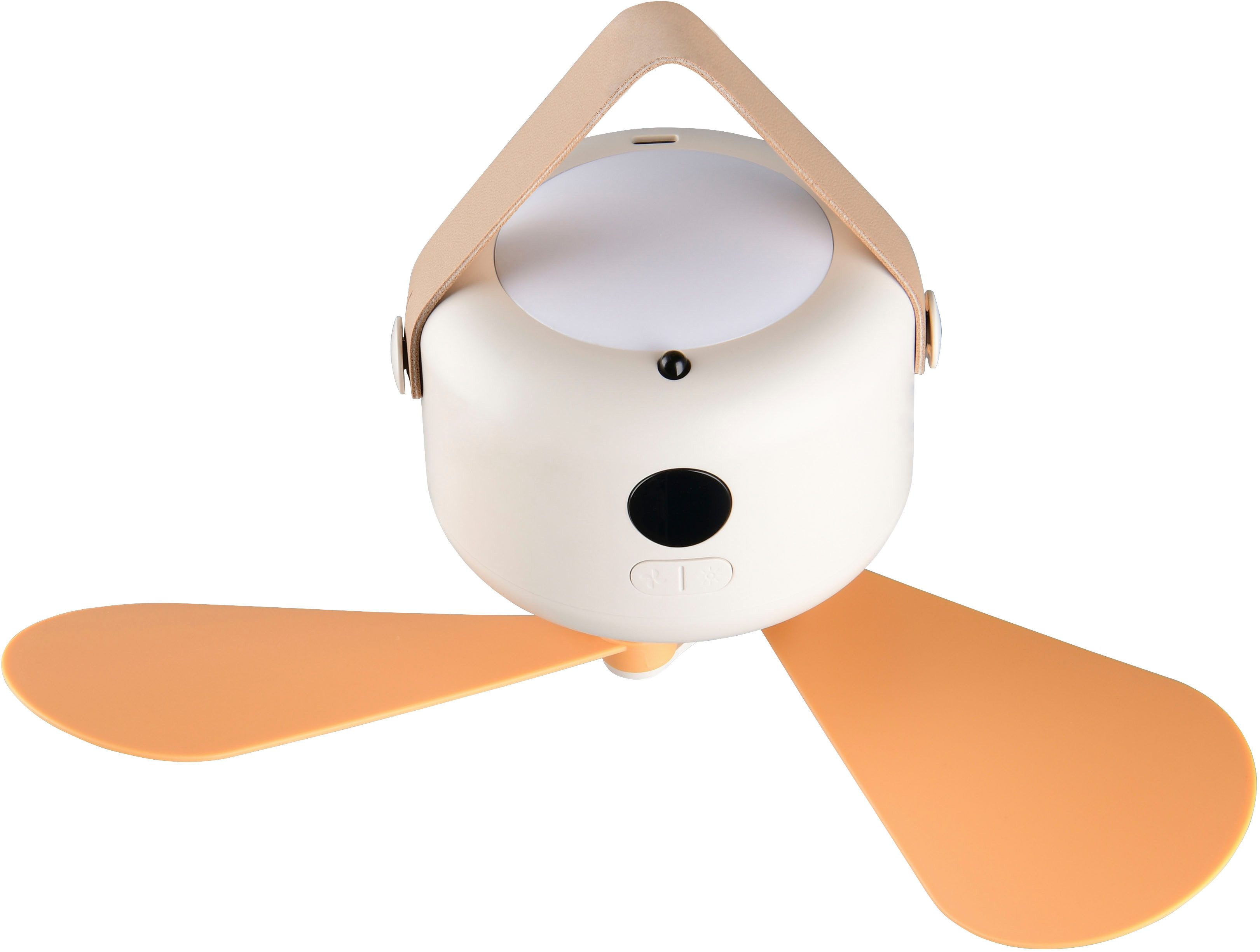 Reality Leuchten LED Deckenleuchte RENA mit Ventilator, Akku-Hängeventilator mit Licht Ø 27cm Höhe 9cm, Dimmfunktion, USB-Ladefunktion, Ventilatorfunktion, getrennt schaltbar, mehrere Helligkeitsstufen, LED fest integriert, Kaltweiß, LED dimmbar, USB-Ladefunktion, max 10h Laufzeit Ventilator 4-stufig