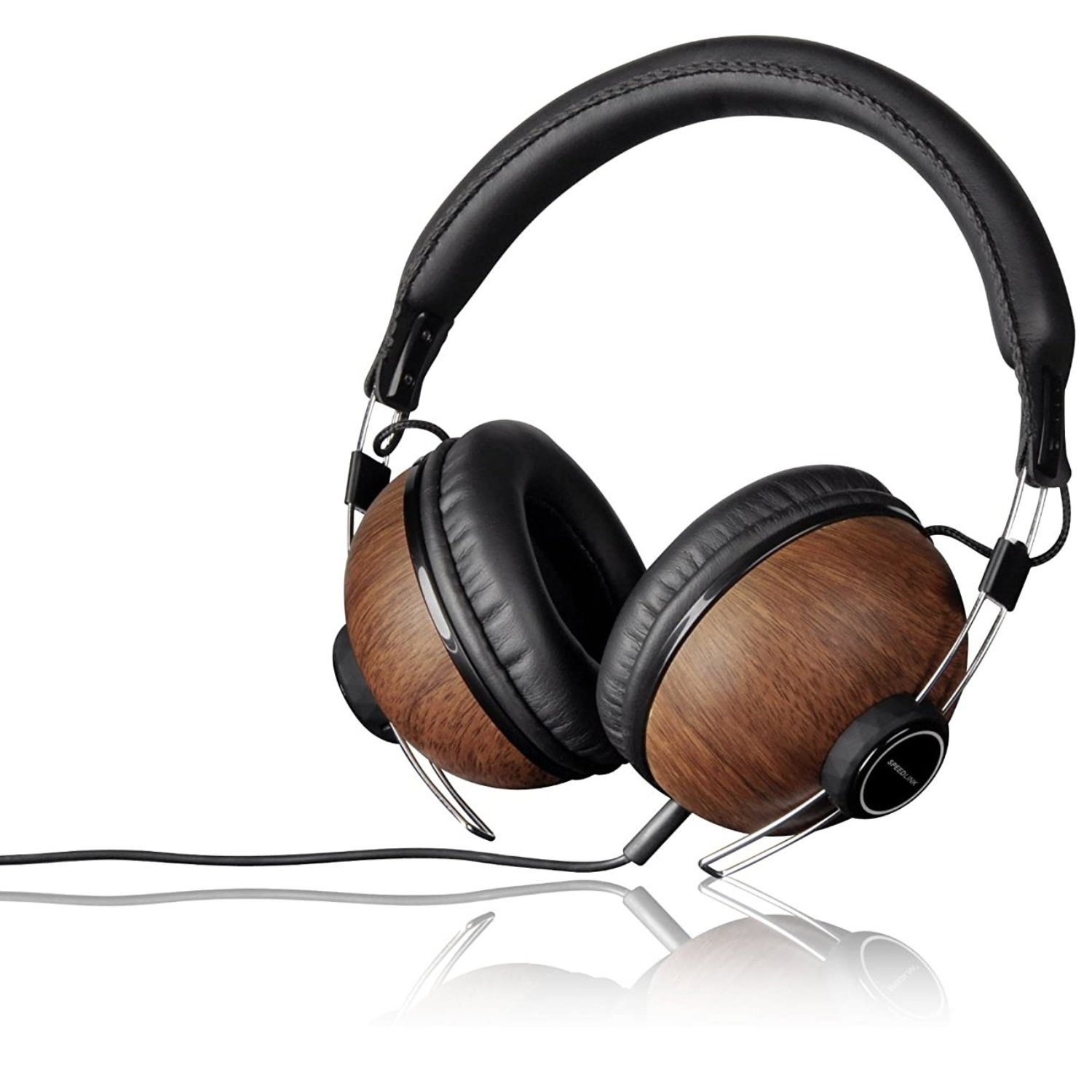 Speedlink »BAZZ Wood Over-Ear Headset + Mikrofon 3,5mm Klinke« Headset  (Integrierte Kabelfernbedienung mit Lautstärkeregeler, Mikrofon-Stummschaltung,  auch passend für PS5 PS4 Xbox Series X/S One, Stereo, Kopfhörer Handy MP3  Hifi)