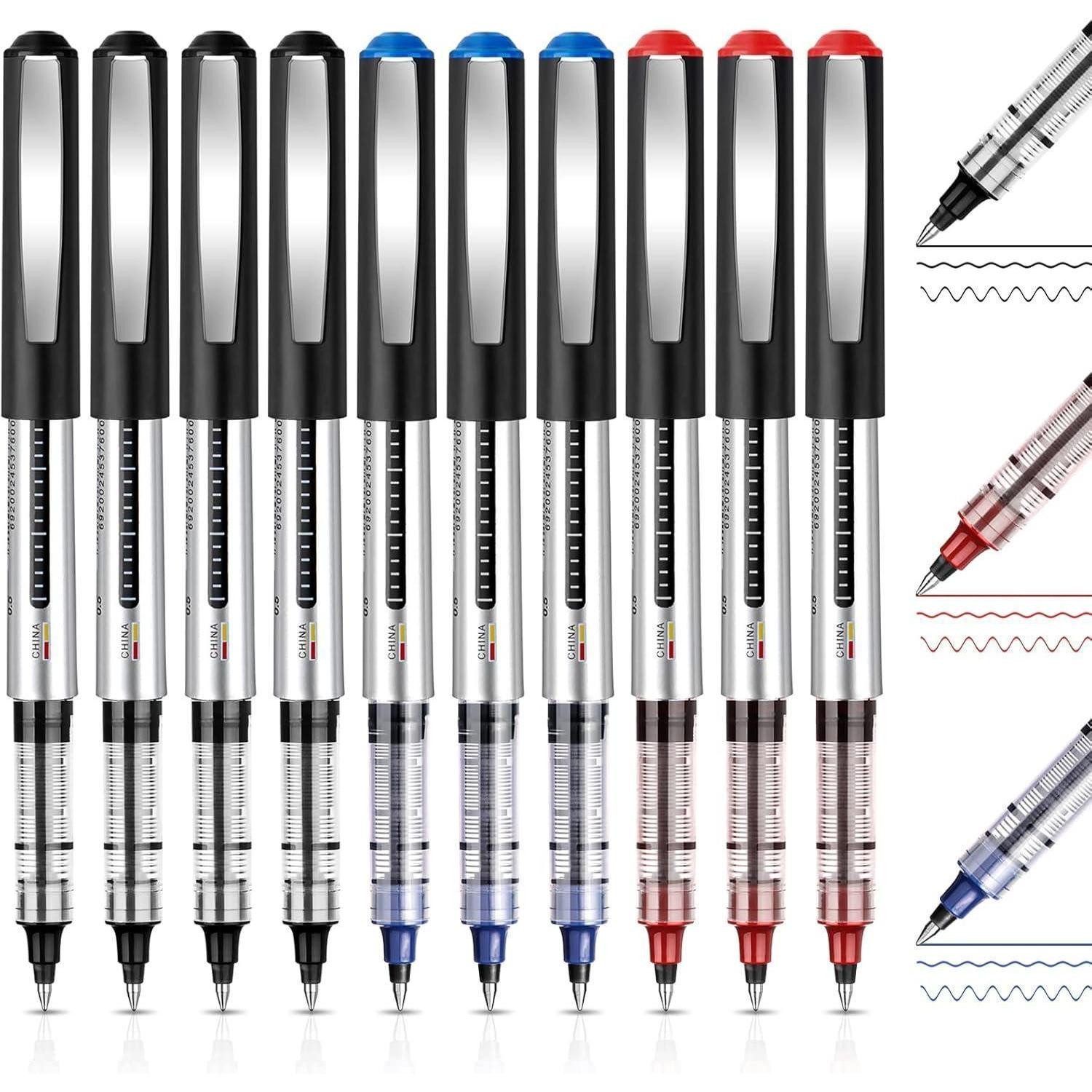 LuxusKollektion Gelroller Kugelschreiber 10 Stück Gelstifte 0.5mm Schule Blue Red Black