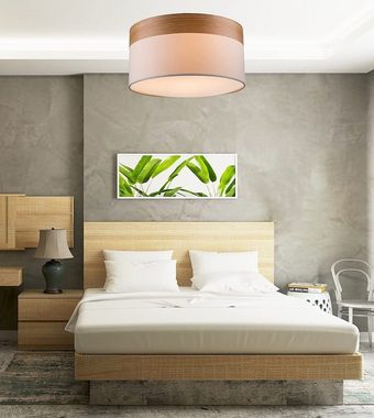 Globo Deckenleuchte Deckenleuchte Wohnzimmer Schlafzimmer Deckenlampe Rund beige Holz