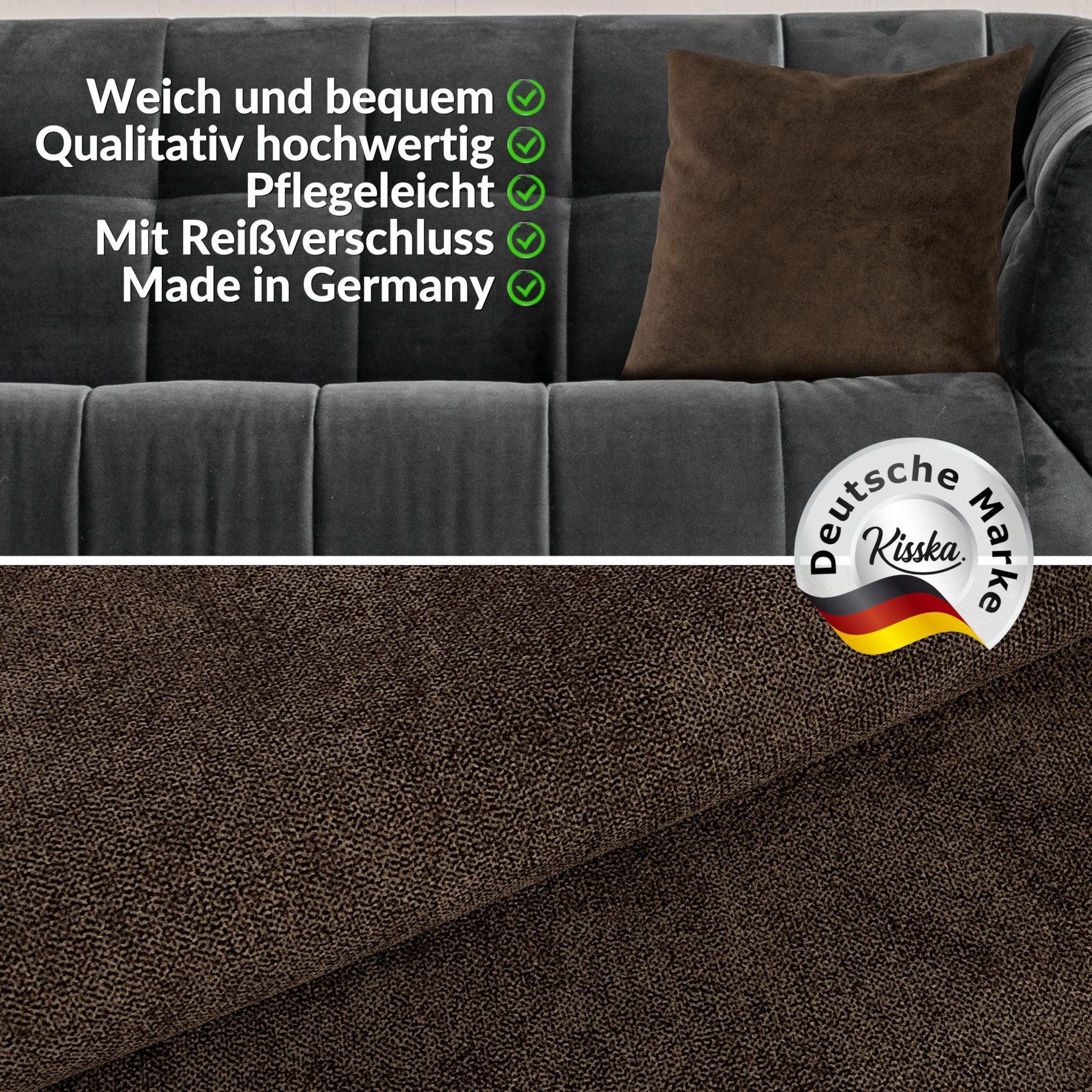 Kisska Dekokissen Kissenhülle MAGIC atmungsaktiv Velour Zierkissen Ambiente Dekorieren, Kissenüberzug ohne Füllung Meliert-Optik 50x30cm Einfarbig Dunkelbraun
