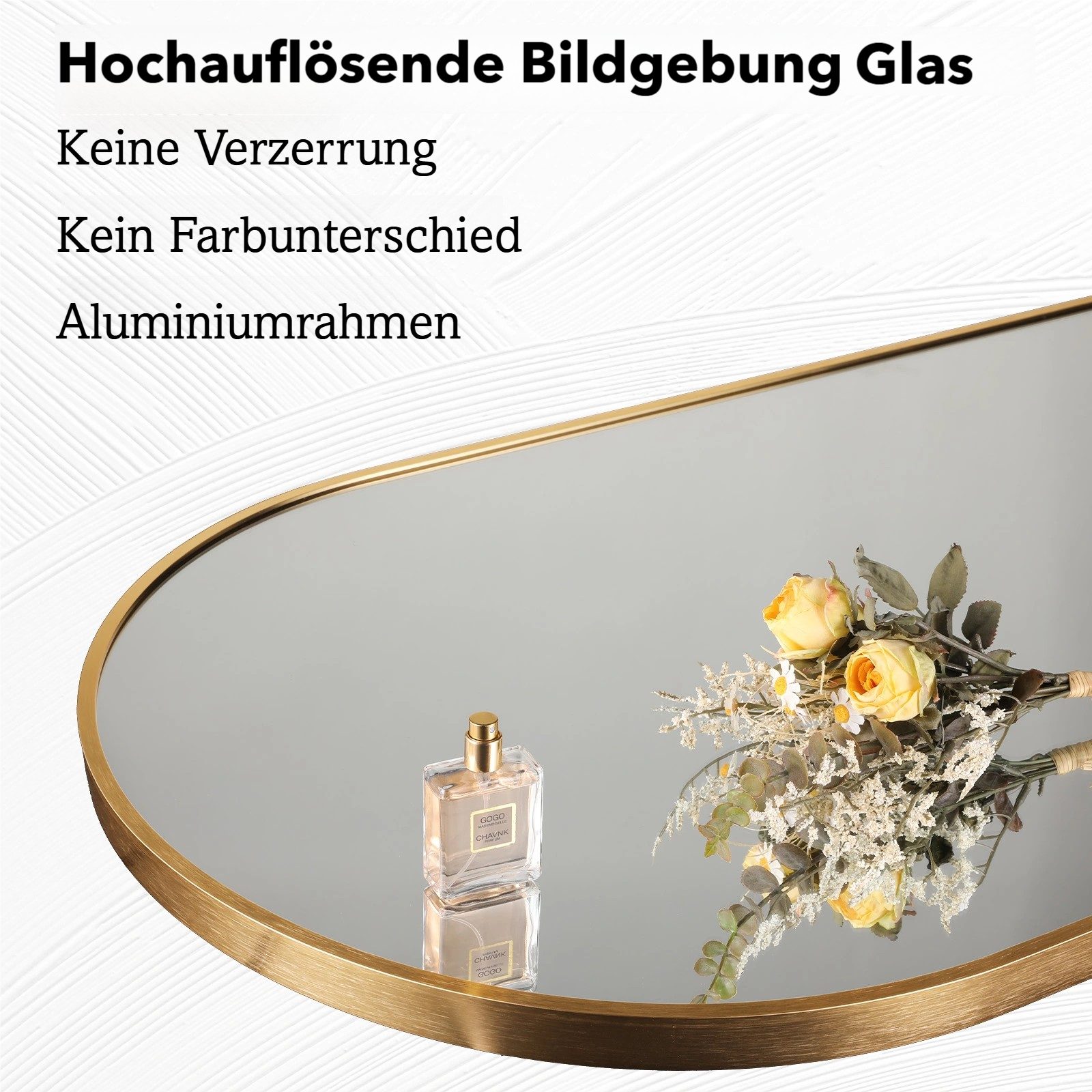 TLGREEN Ganzkörperspiegel 150 x 50 cm, gewölbter Standspiegel mitAluminiumrahmen, (Stand- oder Wandspiegel), für Wohnzimmer, Schlafzimmer, Eingangsbereich – Bild 4 von 5