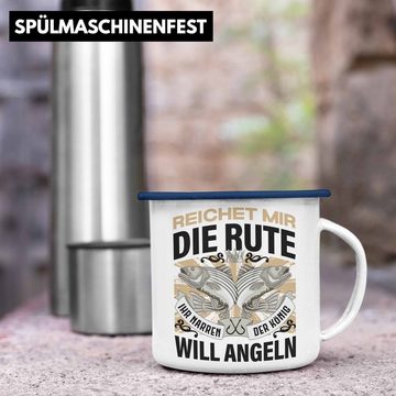 Trendation Thermotasse Trendation - Angler Emaille Tasse Geschenk Männer Spruch Lustig für Fischer Geschenkidee Angeln Fischen