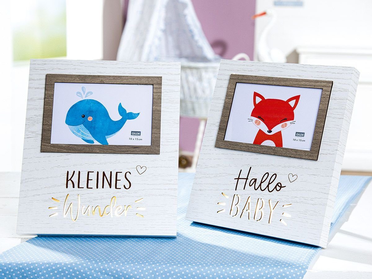 MF Bilderrahmen LED Fotorahmen Fuchs und Wal – für Baby oder Kinderzimmer, für 3 Bilder (2 St)