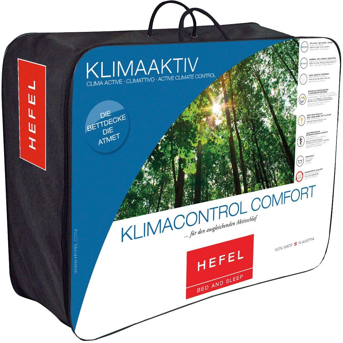 Hefel Naturfaserbettdecke Klima Controll Comfort, Füllung: Lyocell TENCEL™, Bezug: Lycell TENCEL™, Die Decke,die atmet. Kein Schwitzen.