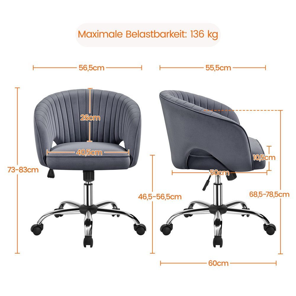 Yaheetech Drehstuhl Höhenverstellbarer Polsterstuhl mit Schaukelfunktion, Bürosessel 360° Drehbar für Zuhause/Büro – Bild 4 von 5