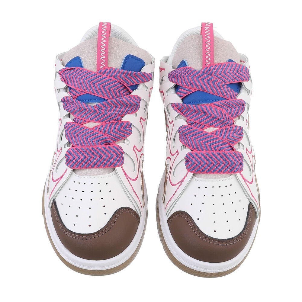 Ital-Design Damen Low-Top Freizeit Sneaker Flach Sneakers Low in Pink