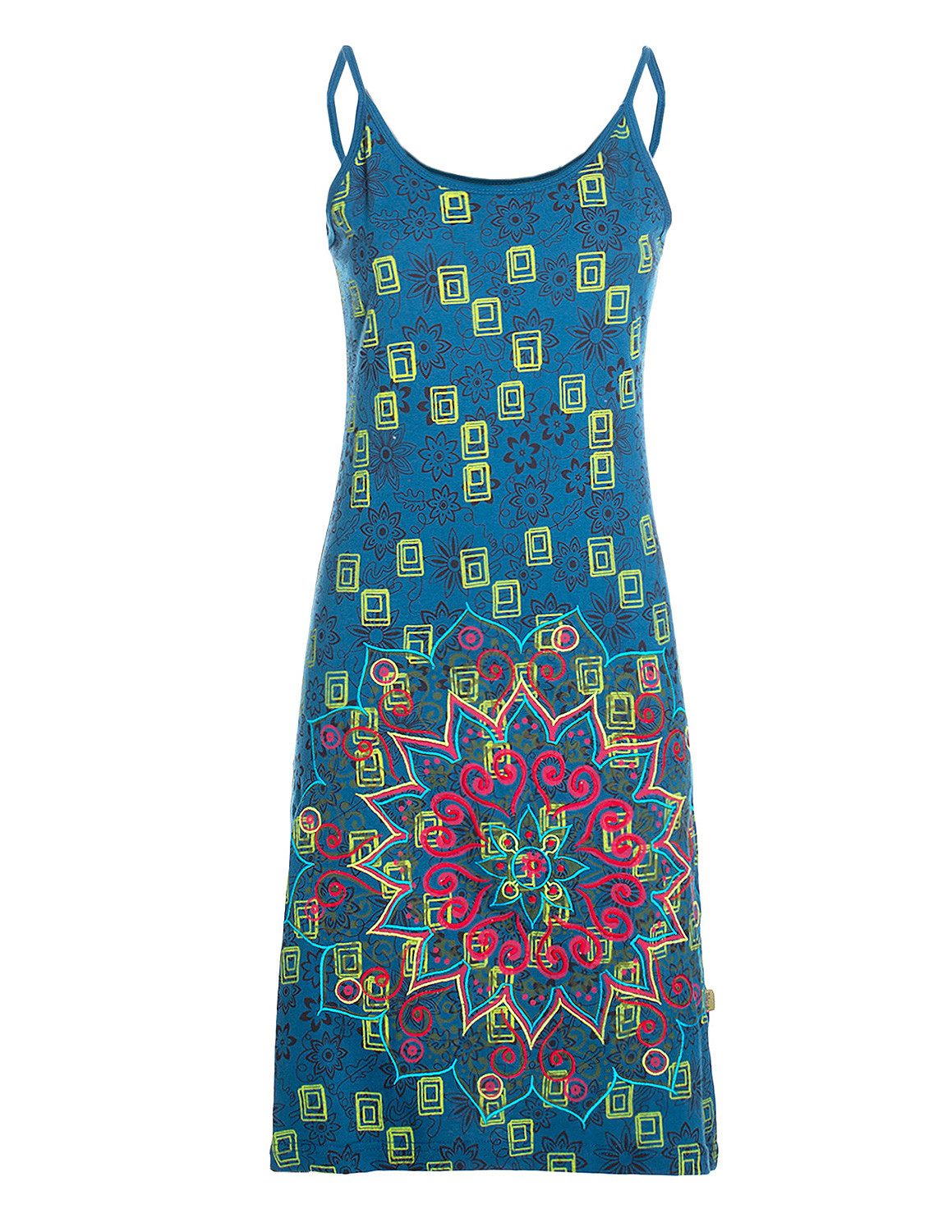 Vishes Sommerkleid Trägerkleid Damen Bedruckt Mandala Blüten Jersey Baumwolle Alternative Mode, Boho, Hippie, Ethno, Festival