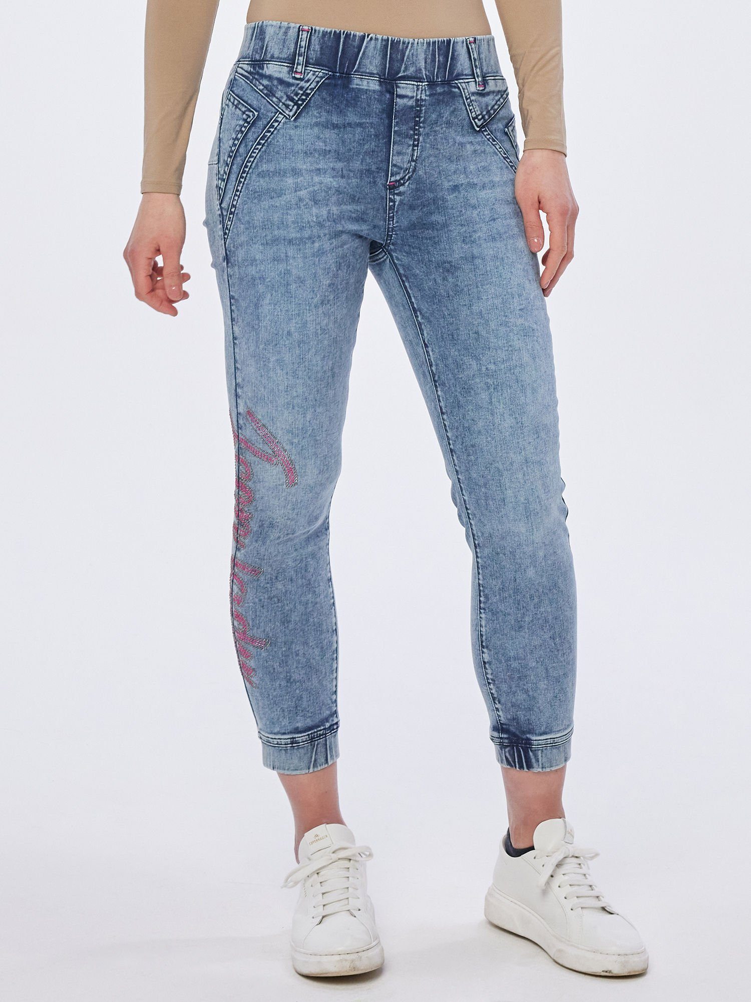 Sarah Kern Skinny-fit-Jeans mit seitlicher Nietenverzierung | Stretchjeans