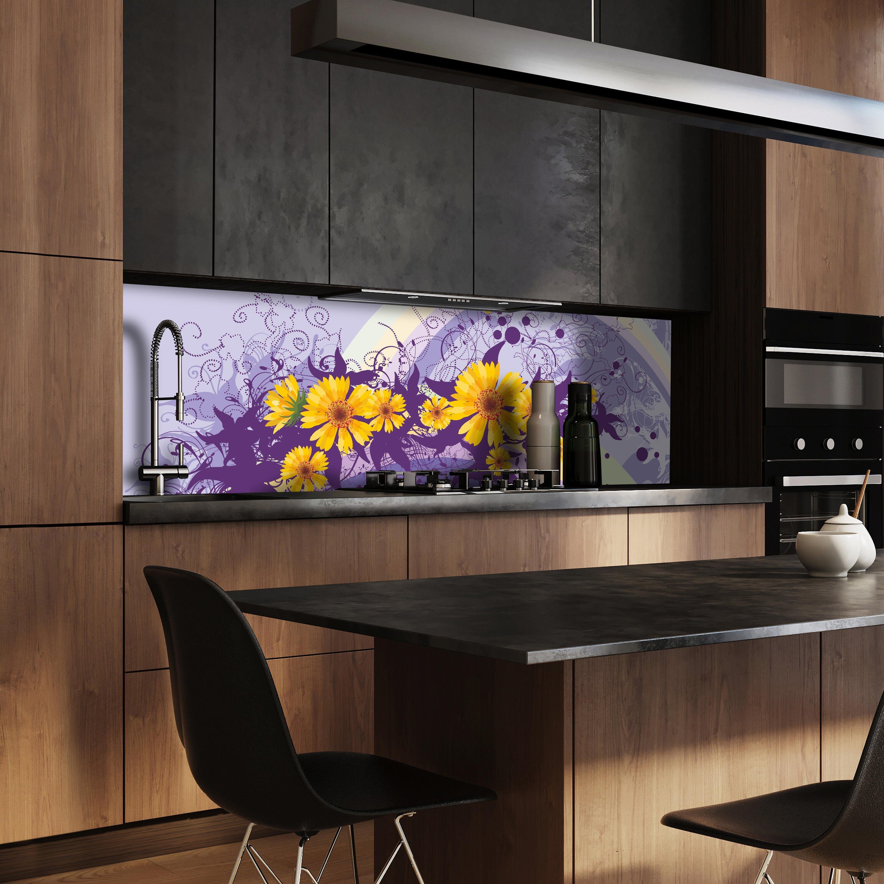 (1-tlg), Franziska versch. Blüten, Größen Nischenrückwand wandmotiv24 Hartschaum Küchenrückwand in Premium