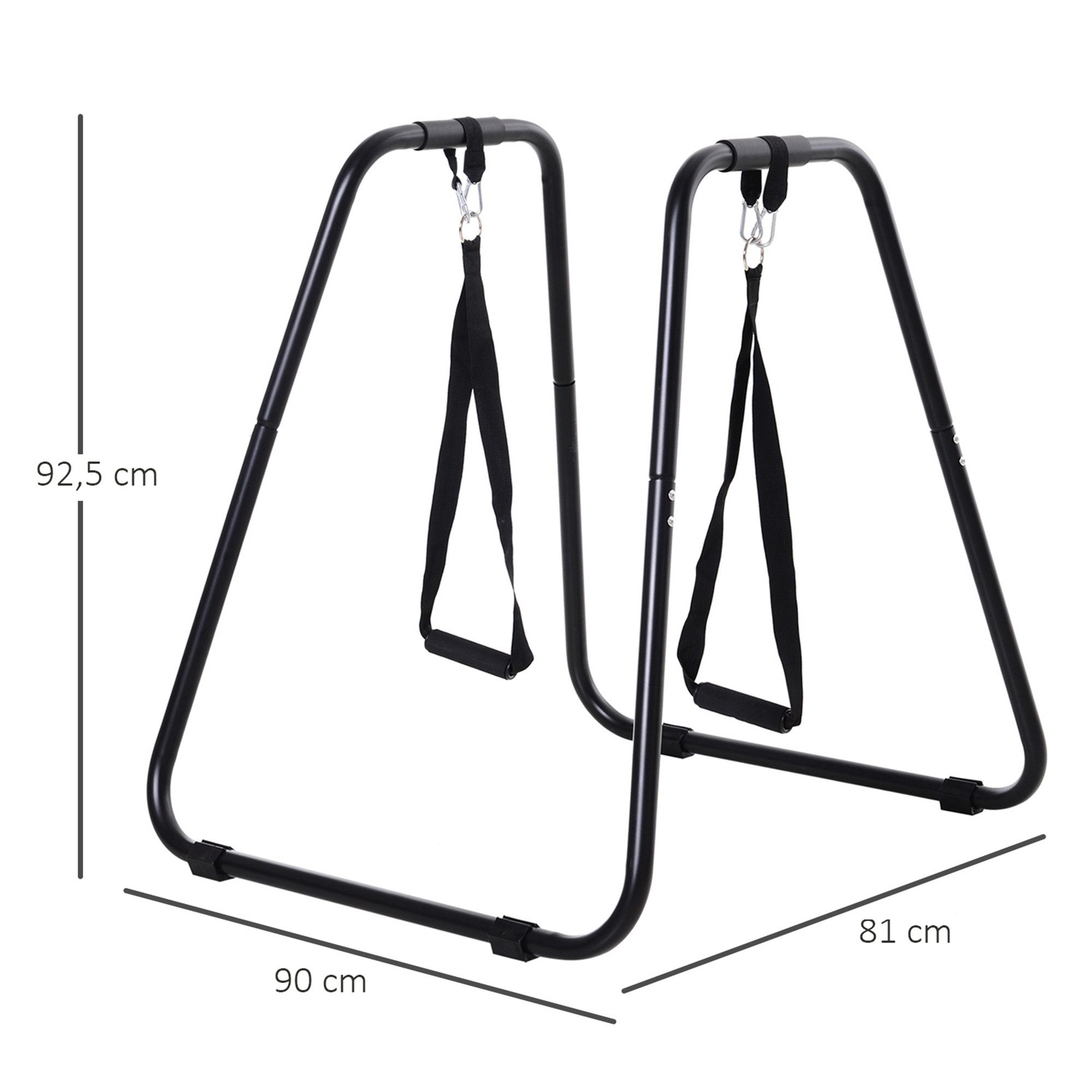 HOMCOM Kraftstation Barren Dips mit Schlingentrainer, 4 Gewichtsblöcke (Dip Ständer, 1-tlg., Dipstation), Schwarz 90 x 81 x 92.5 cm