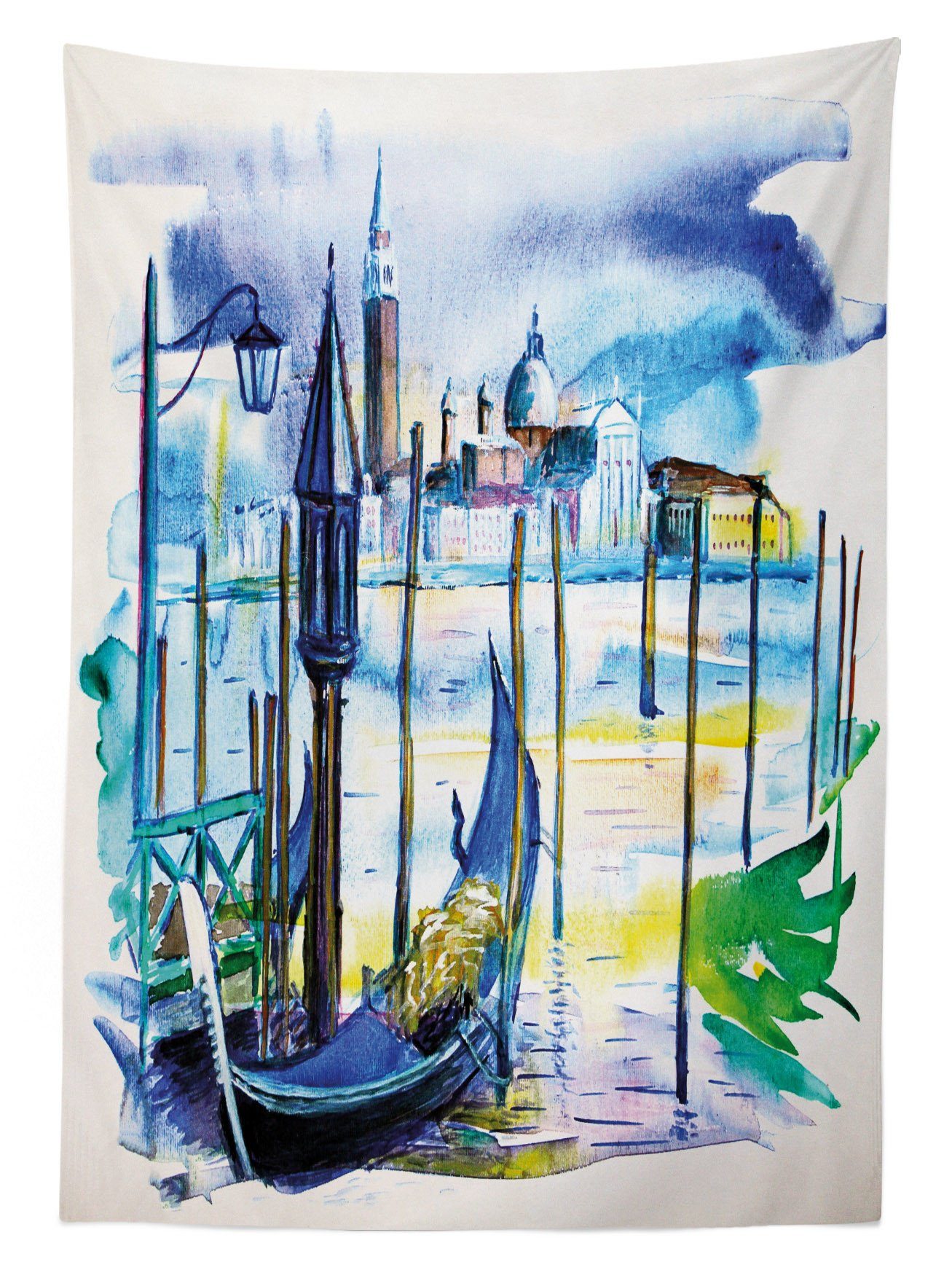 Italien Boot in Farbfest geeignet Waschbar Farben, Abakuhaus Klare Tischdecke Landschaft Außen Bereich den Venedig Für