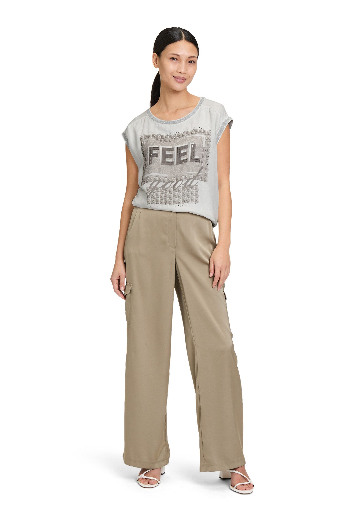 Betty Barclay Kurzarmshirt Damen mit Aufdruck (1-tlg) Glitzersteine