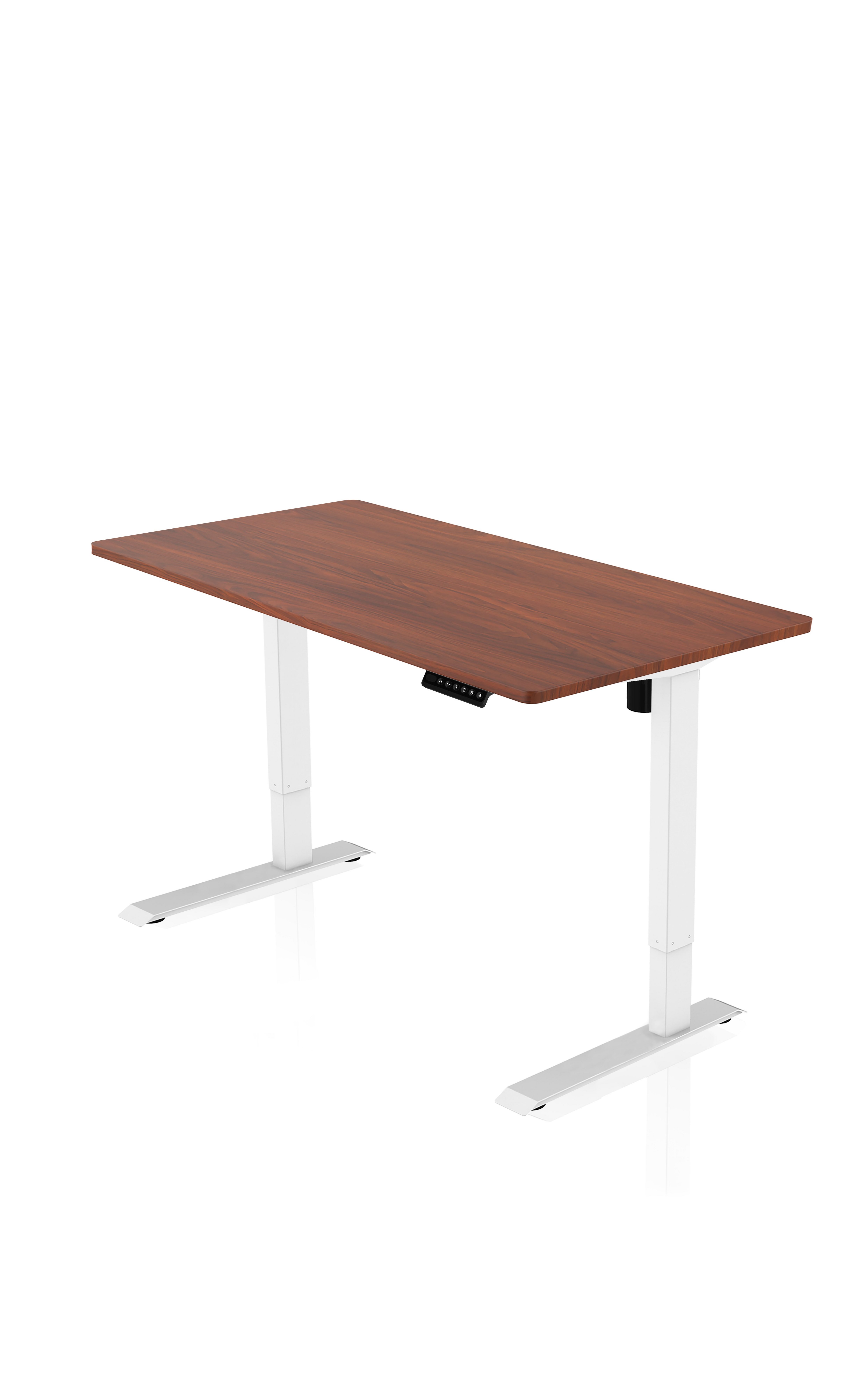 AGIl Schreibtisch elektrisch höhenverstellbarer Schreibtisch - 120*60 cm Komplett-Set Weißes Gestell - Walnuss Tischplatte