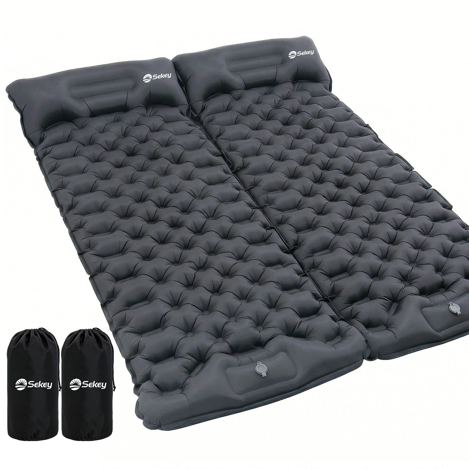 Sekey Isomatte Selbstaufblasend Isomatte Outdoor 10cm dicke Campingmatte Ultraleicht, (2-tlg), 200 x 70 cm Aufblasbar Camping Isomatte Schlafmatte mit Kopfkissen