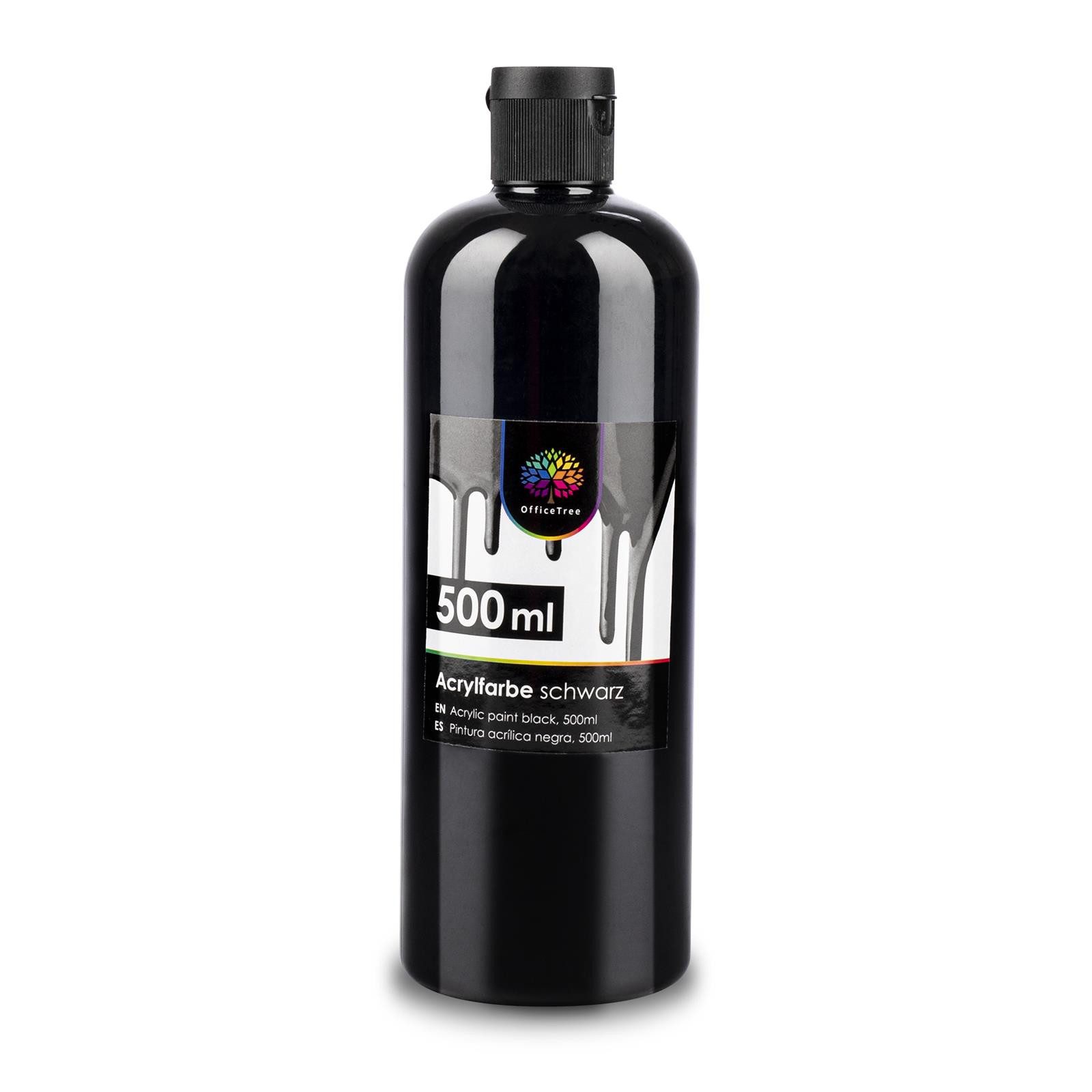 OfficeTree Kreativset OfficeTree Acrylfarbe 500ml schwarz, (1er Set), Schwarze Acrylfarbe Ideal zum Mischen