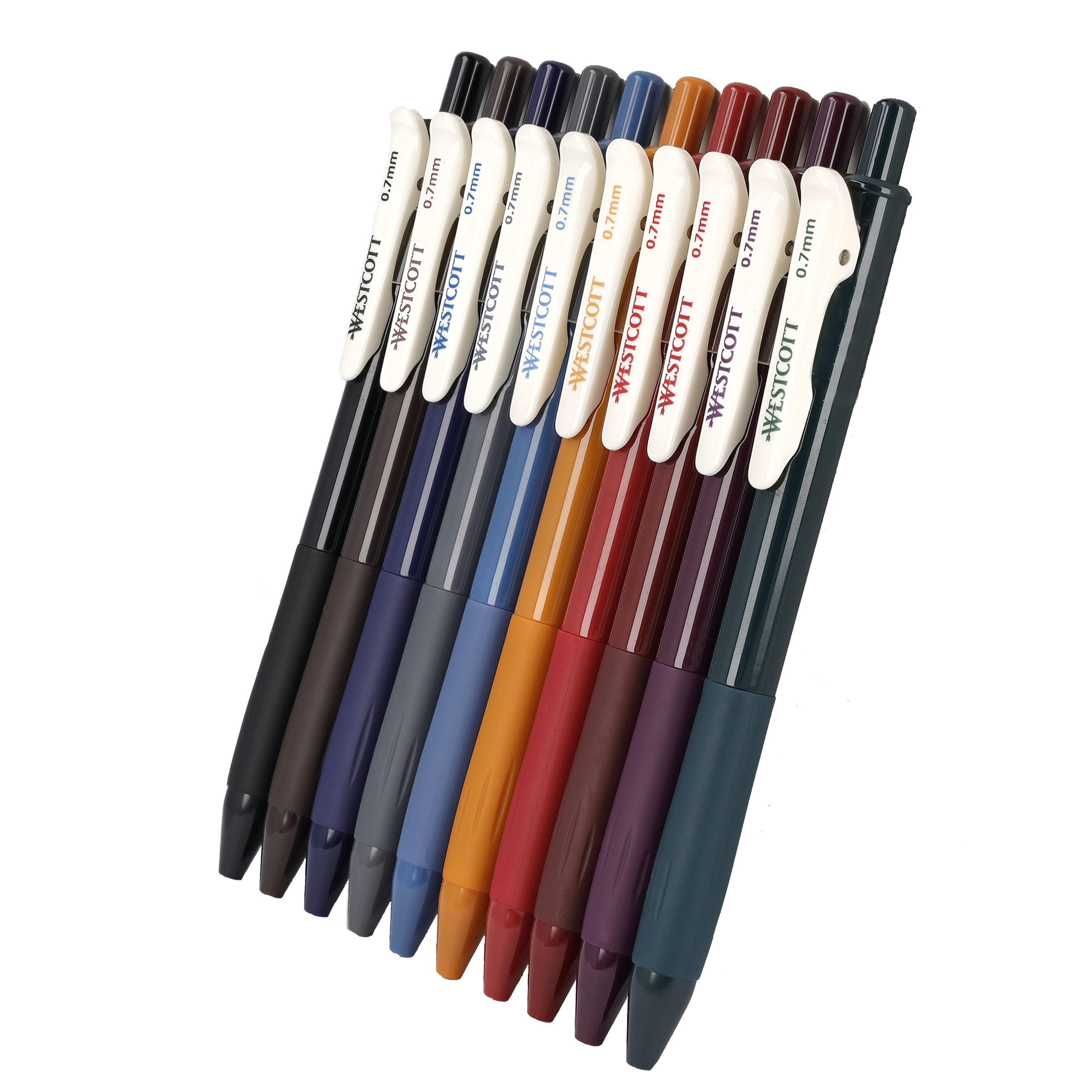 WESTCOTT Gelschreiber Gelstifte VINTAGE Set 10 Stück Herbstfarben, Gelschreiber Stifte, (Vorteilspack, 10-tlg), 0,7mm Strichstärke für weiche, präzise Striche