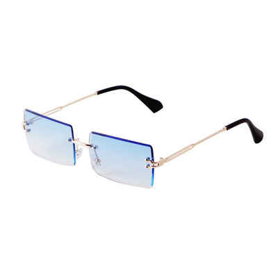 BEARSU Sonnenbrille »Rechteck Randlose Sonnenbrille Ultra-Small Ovale Frame Sonnenbrille Retro Durchsichtige Linse für Frauen Männer«