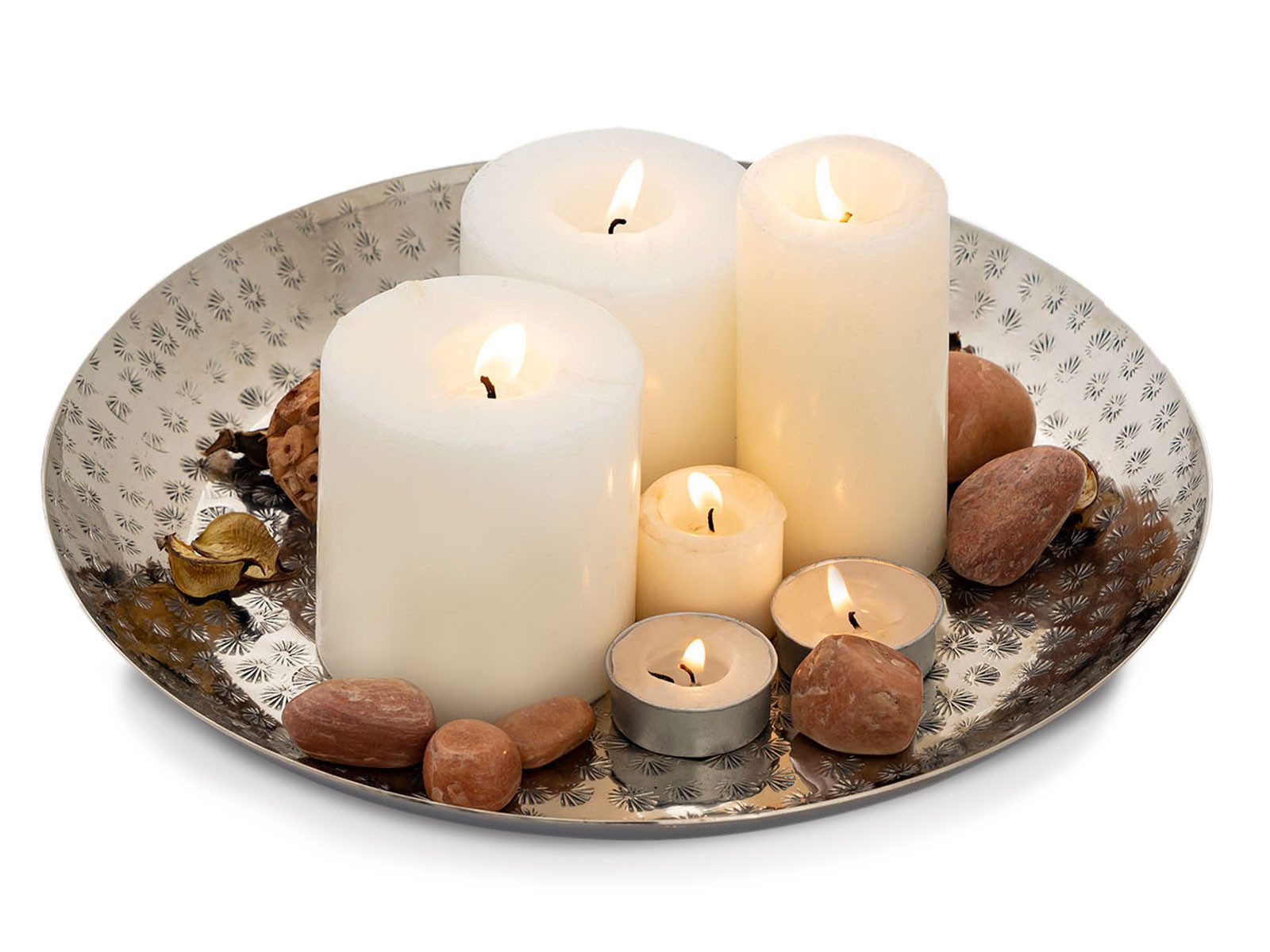 Amagohome Dekotablett Dekotablett ø 28 cm rund Deko Tablett Serviertablett Metall Свечиtabl