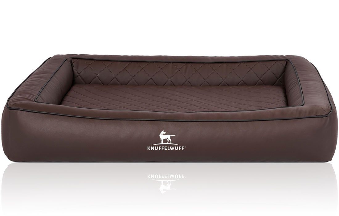 Knuffelwuff Hundebett Hampstead Orthopädisch Kunstleder 105 x 80cm Braun günstig online kaufen