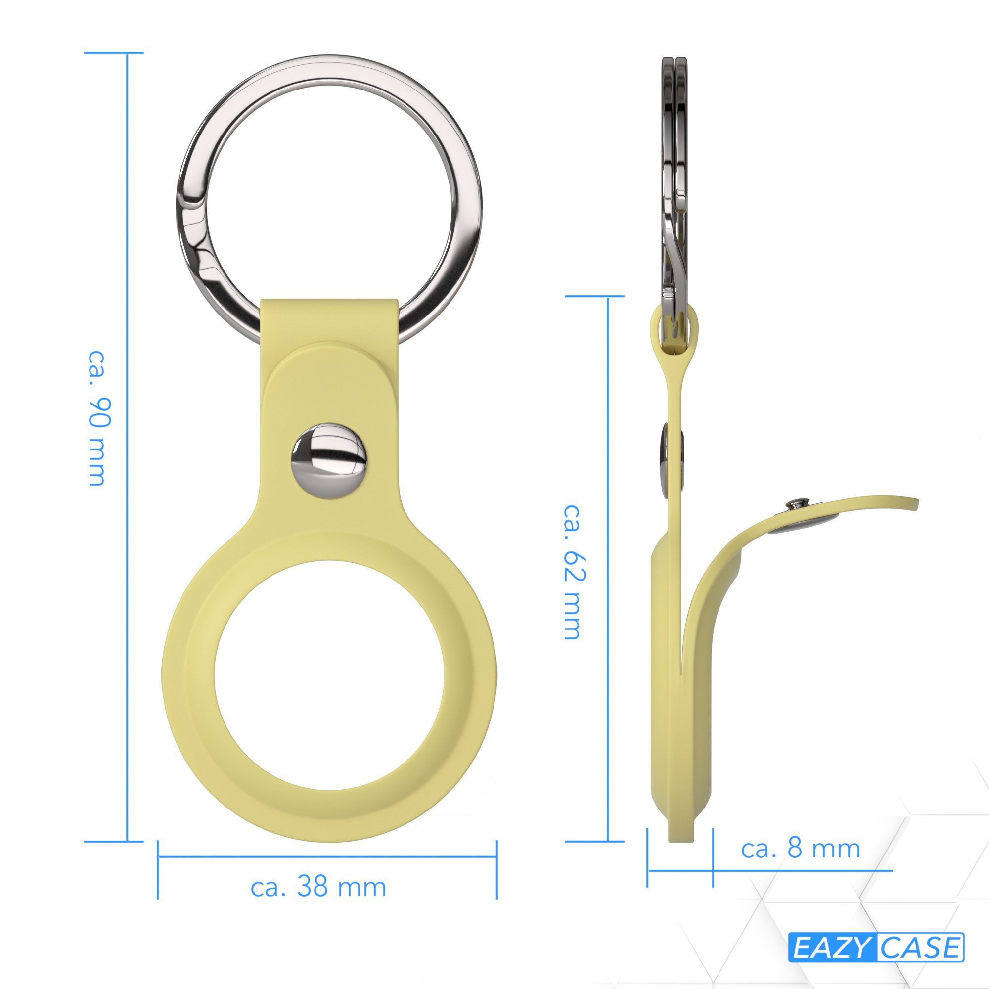 Tasche CASE GPS Silikon Kratzfest kurzer Apple kompatibel Airtag Gelb Schlaufe mit Hülle Anhänger Schlüsselanhänger mit EAZY AirTag,