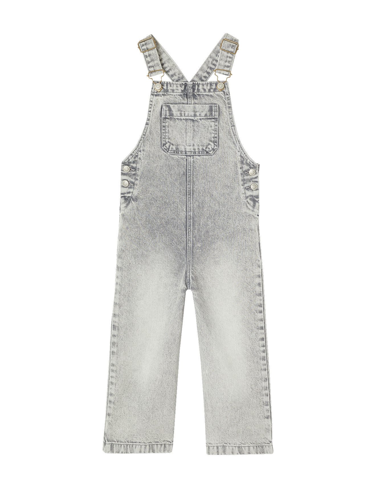 vertbaudet Jumpsuit Mädchen Jeans-Latzhose mit weitem Bein