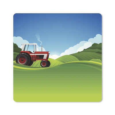 MuchoWow Gaming Mauspad Traktor - Gras - Luft (1-St), Gaming, Rutschfester Unterseite, Mausunterlage, 80x80 cm, XXL, Großes