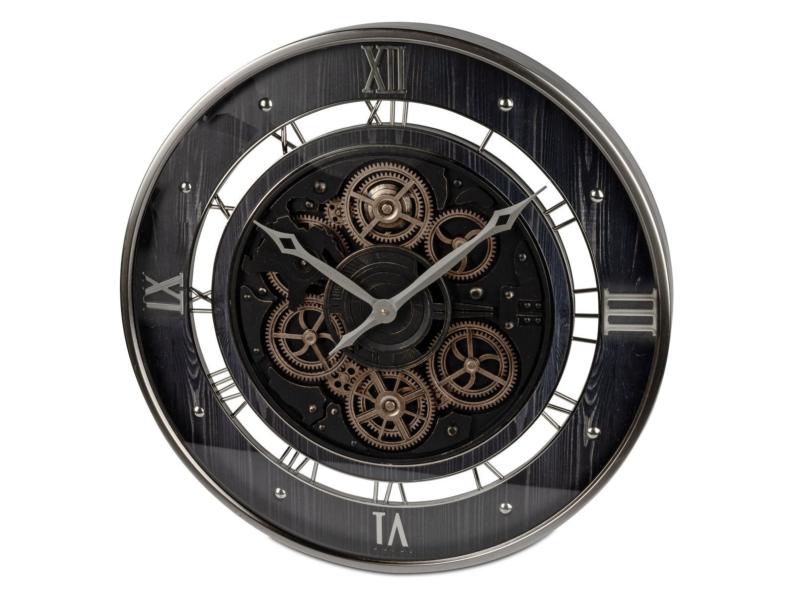 Wanduhr XXL58cm Metall Uhr mit beweglichen Zahnrädern Modern Wanddeko