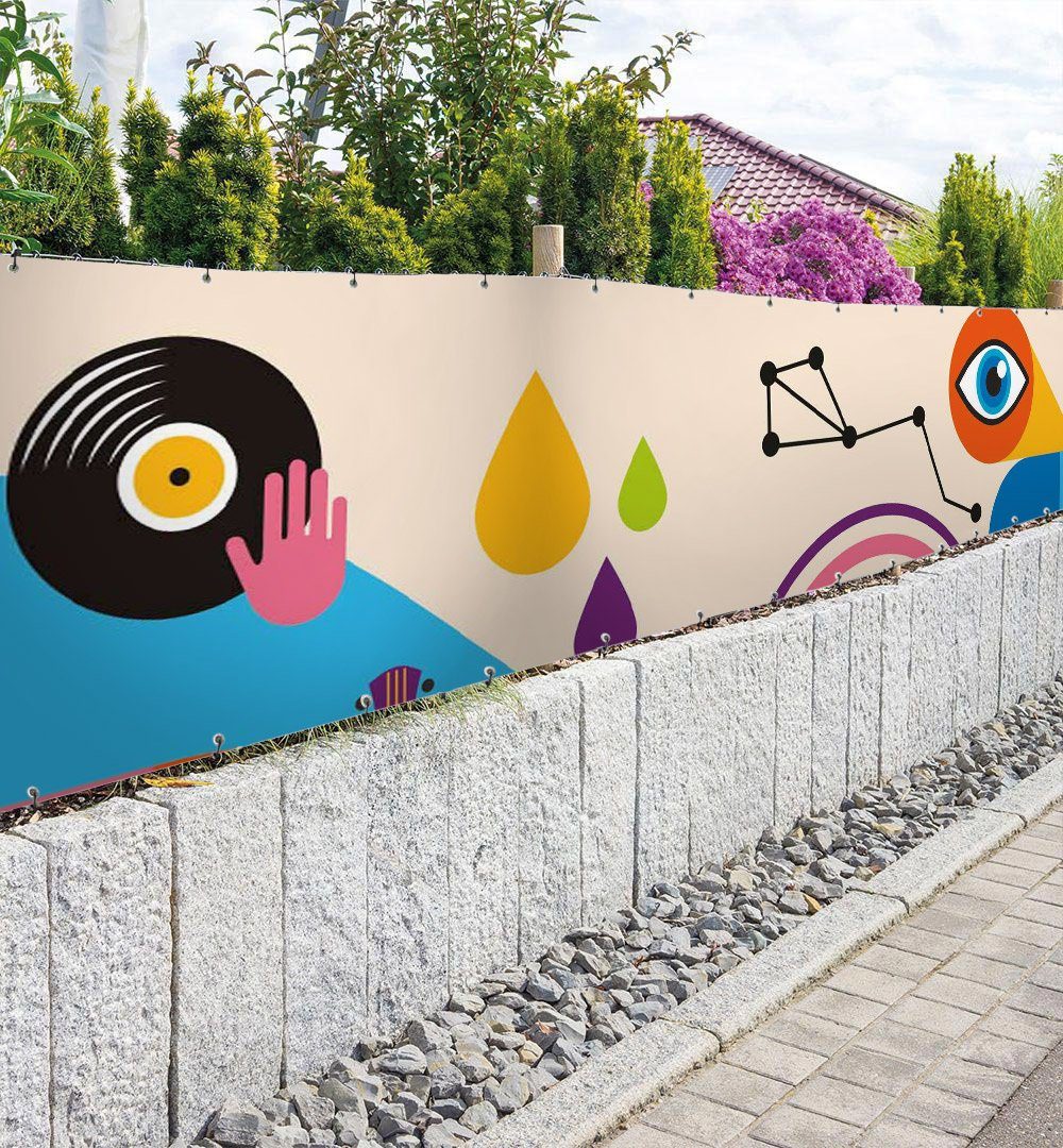 Thumbnail - MyMaxxi Sichtschutzzaunmatten Zaunbanner Geometrische Kunst Sichtschutz Garten Zaun, (Bambus grün)