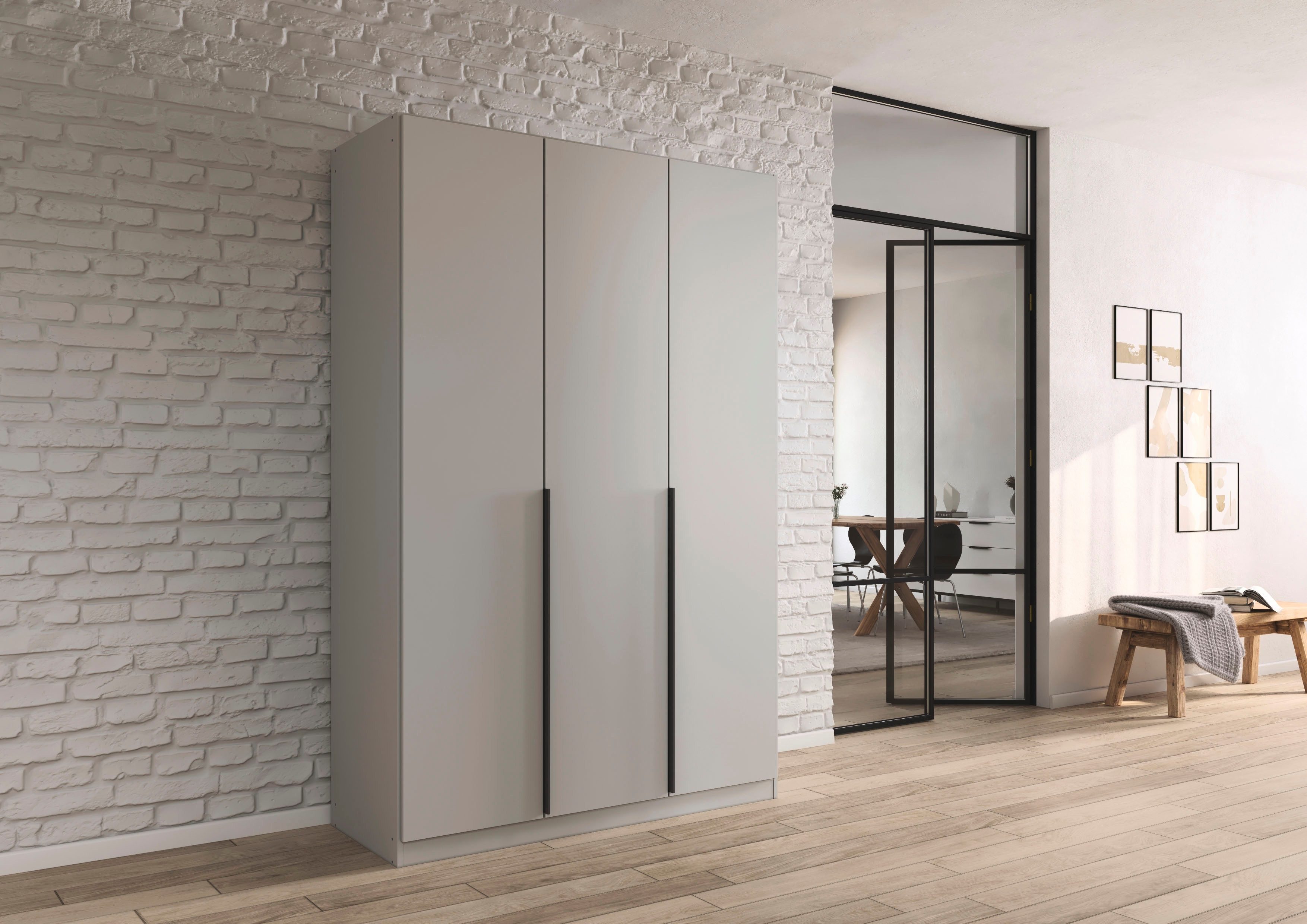 OTTO home Drehtürenschrank Kleiderschrank Schrank Garderobe AGORDO Schlafzimmer (in zwei Griff-Farben, Breiten 91-405 cm, Dekor- oder Hochglanzfront) durchdachte Innenausstattung, in 8 Breiten und 2 Höhen MADE IN GERMANY