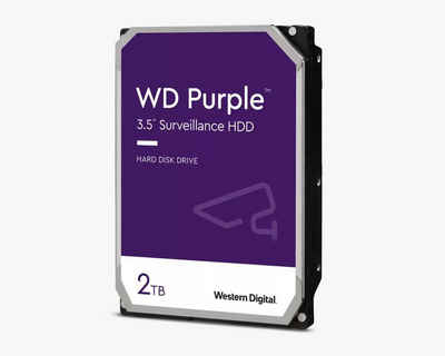 Western Digital WD Purple interne HDD-Festplatte (2 TB) 3,5" 175 MB/S Lesegeschwindigkeit, 175 MB/S Schreibgeschwindigkeit