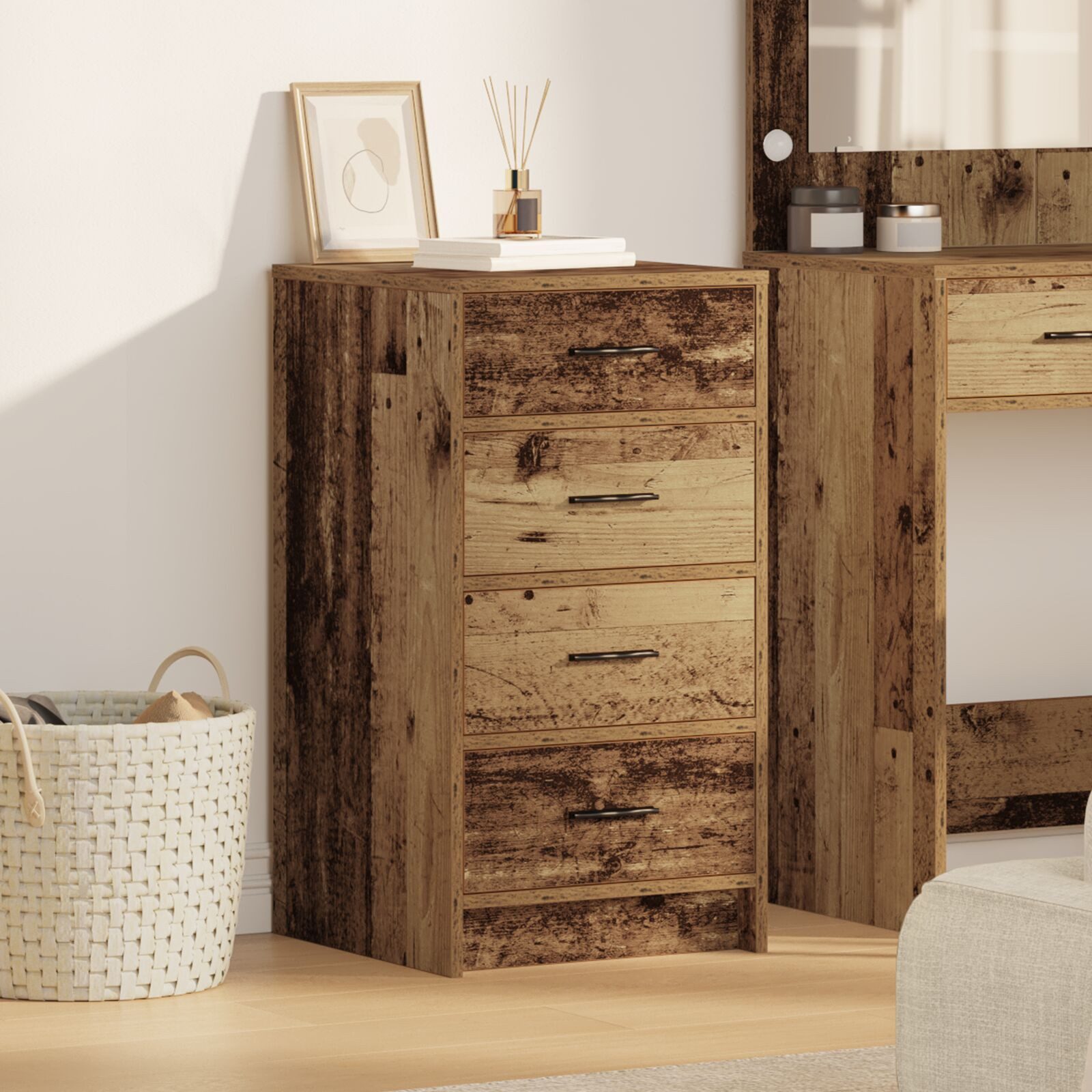 vidaXL Kommode 40 x 41 x 75 cm Kommode Sideboard Altholz 40x41x75 cm Spanplatte