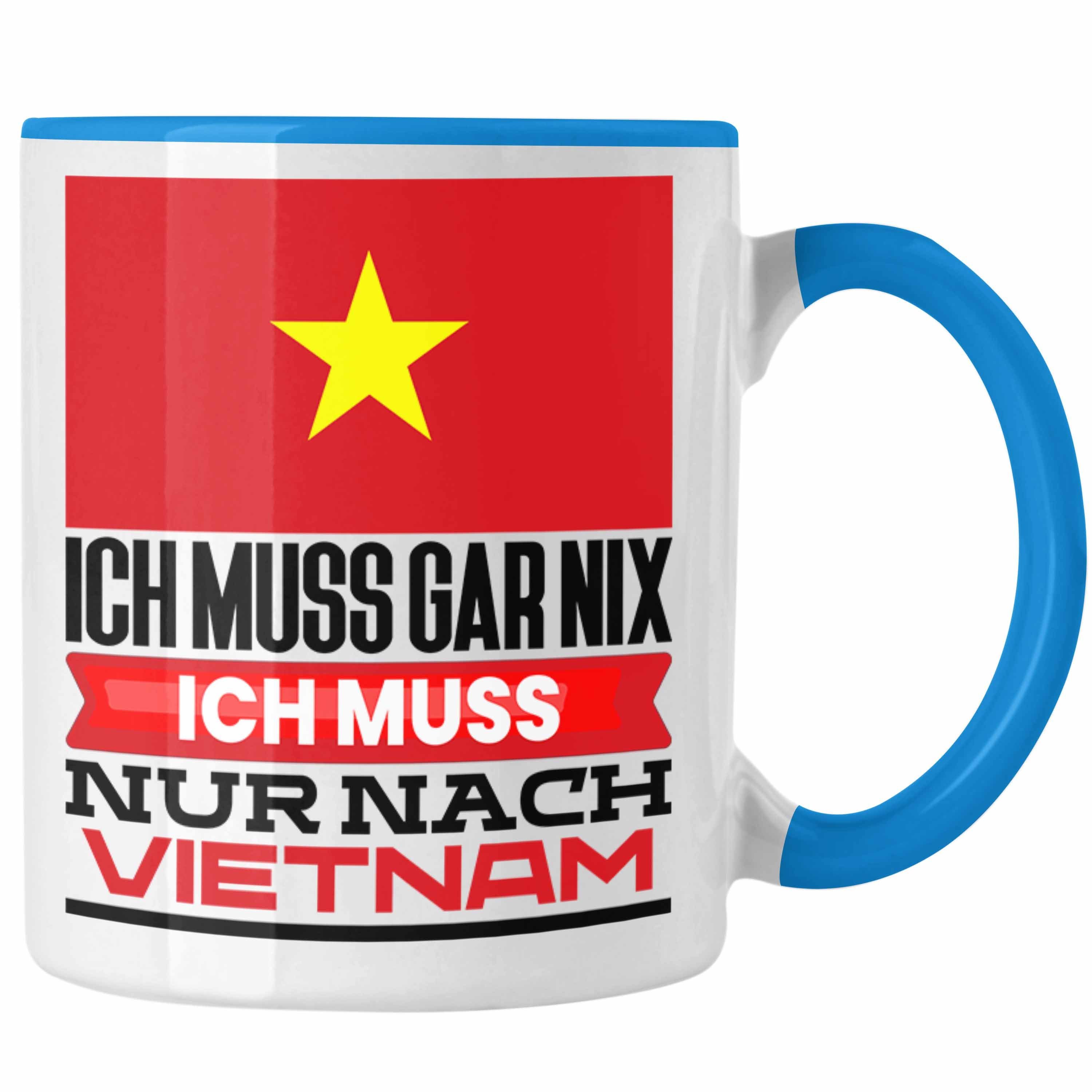 Trendation Tasse Vietnam Tasse Geschenk für Vietnamesen Geburtstag Urlaub Geschenkidee Blau