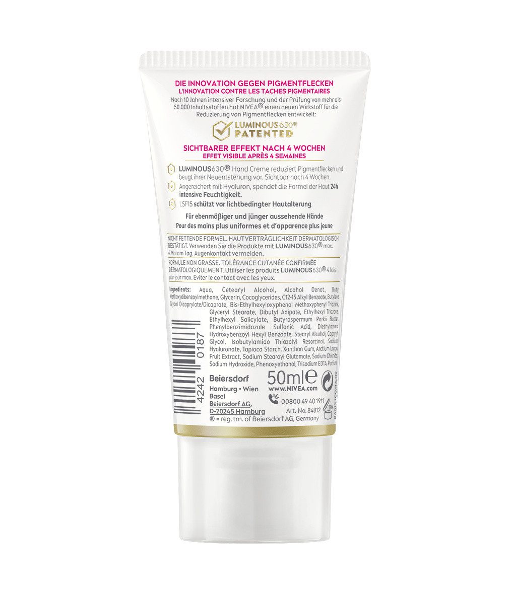 Nivea Handcreme LUMINOUS 630® Anti-Pigmentflecken Hand Creme LSF15 Set, Anti-Pigmentflecken