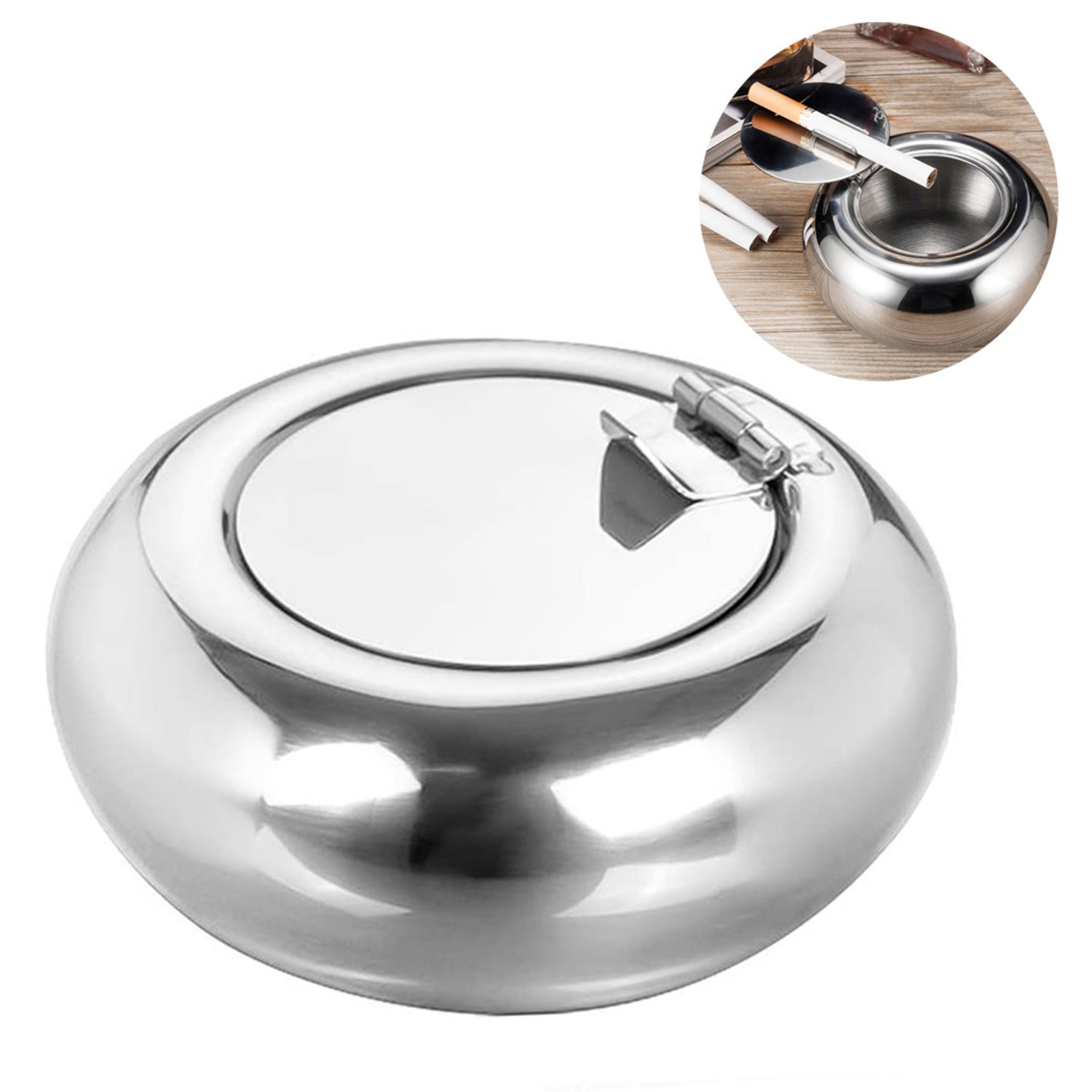 FELIXLEO Aschenbecher Aschenbecher Edelstahl mit Deckel Windaschenbecher Grosser Ascher