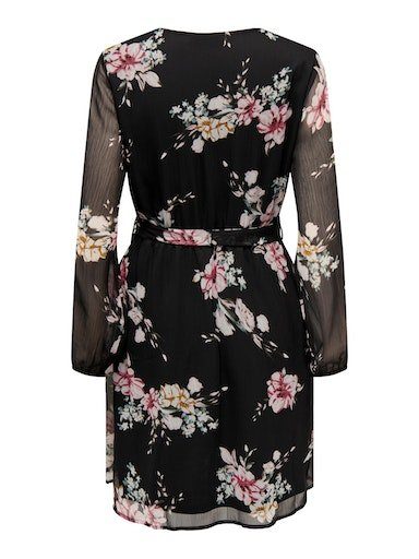 Black WVN AOP:ROMANTIC NOOS SHORT FLOWER ONLCERA Druckkleid ONLY 3/4 DRESS