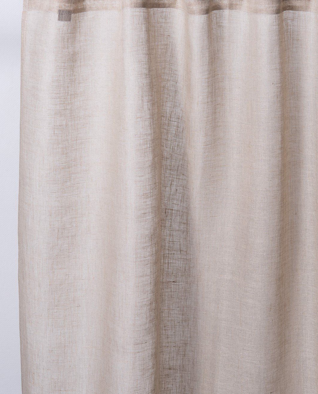 Vorhang Vorhang 100% Leinen unifarben 130 x 260 cm handgefertigt, Indradanush, verdeckte Schlaufen (1 St), halbtransparent, Store, hinterlegte Schlaufen, Vorhangschal, geeignet für Gardinenstangen natur