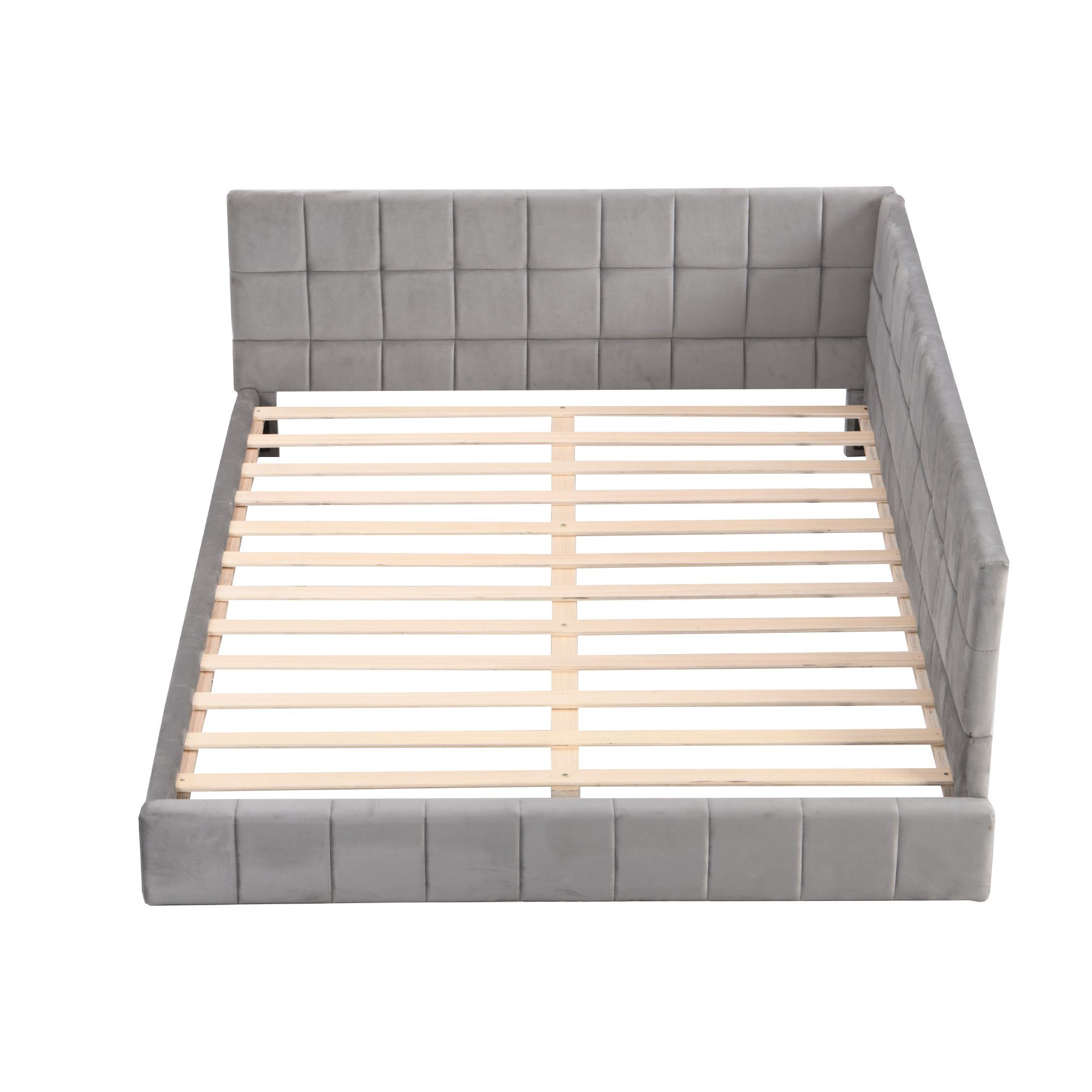 Celya Polsterbett Schlafsofa 140 x 200 cm Multifunktionsbett, mit Lattenrost aus hautsympathischem Samtstoff – Bild 5 von 5